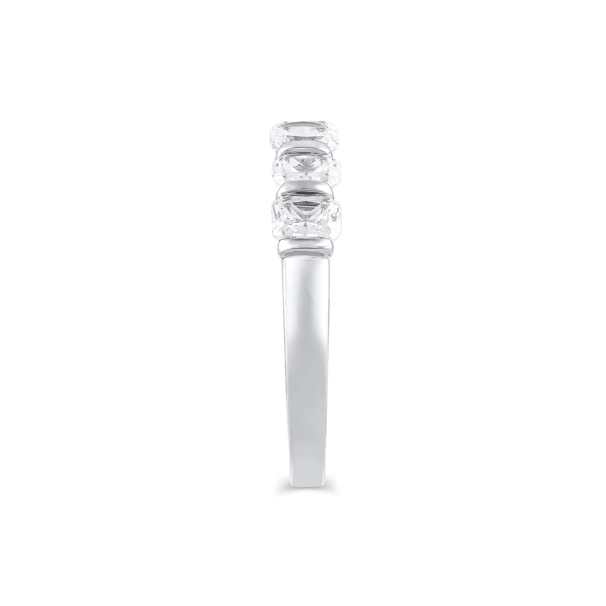 1 3/8 CT. Tw. Lab Grown Diamond Radiant-Cut Anniversary Band Ring 14K White Gold Size 6 4mm - Image 3