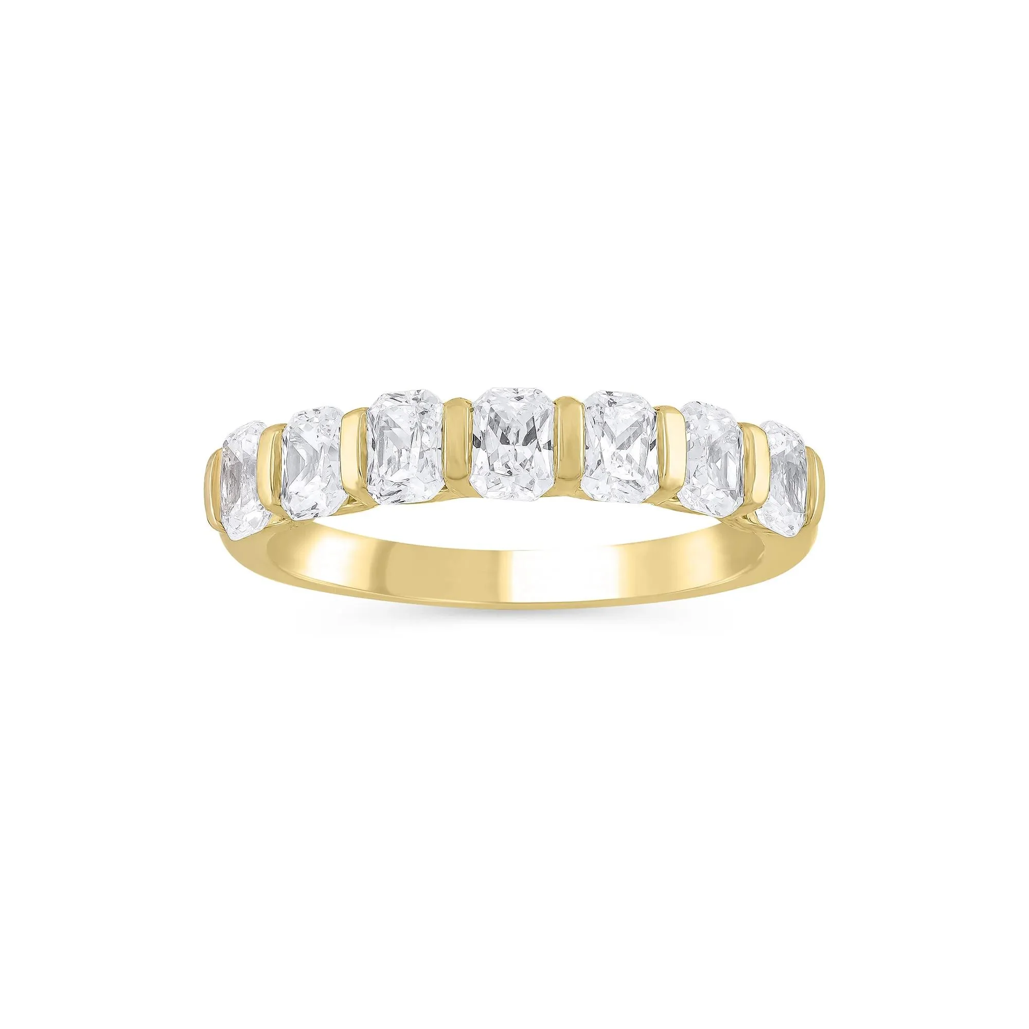 1 3/8 CT. Tw. Lab Grown Diamond Radiant-Cut Anniversary Band Ring 14K Yellow Gold Size 8 4mm