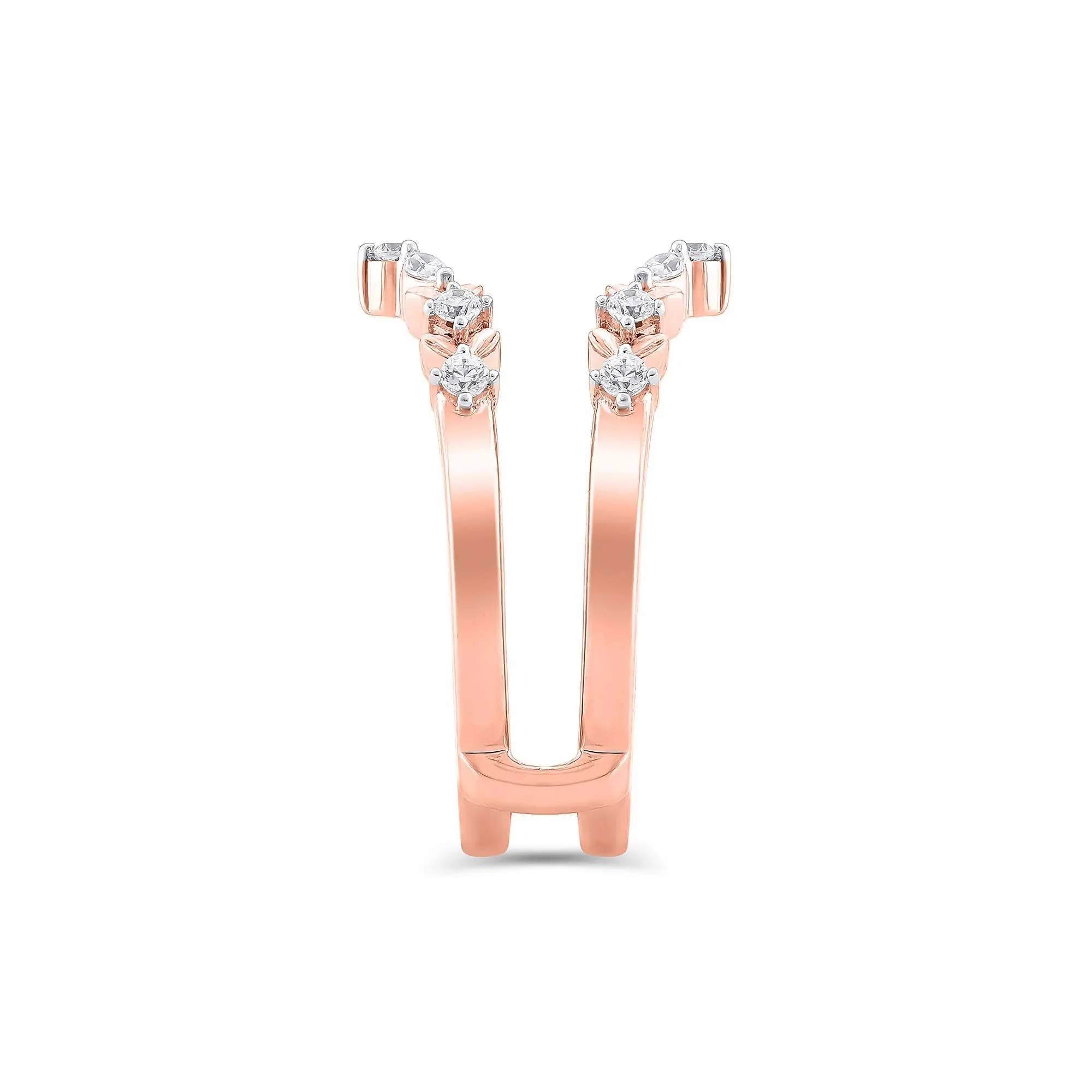 1/3 CT. Tw. Lab Grown Diamond Round & Marquise Insert 14K Rose Gold Ring Round Brilliant Cut Size 6.5 - Image 3