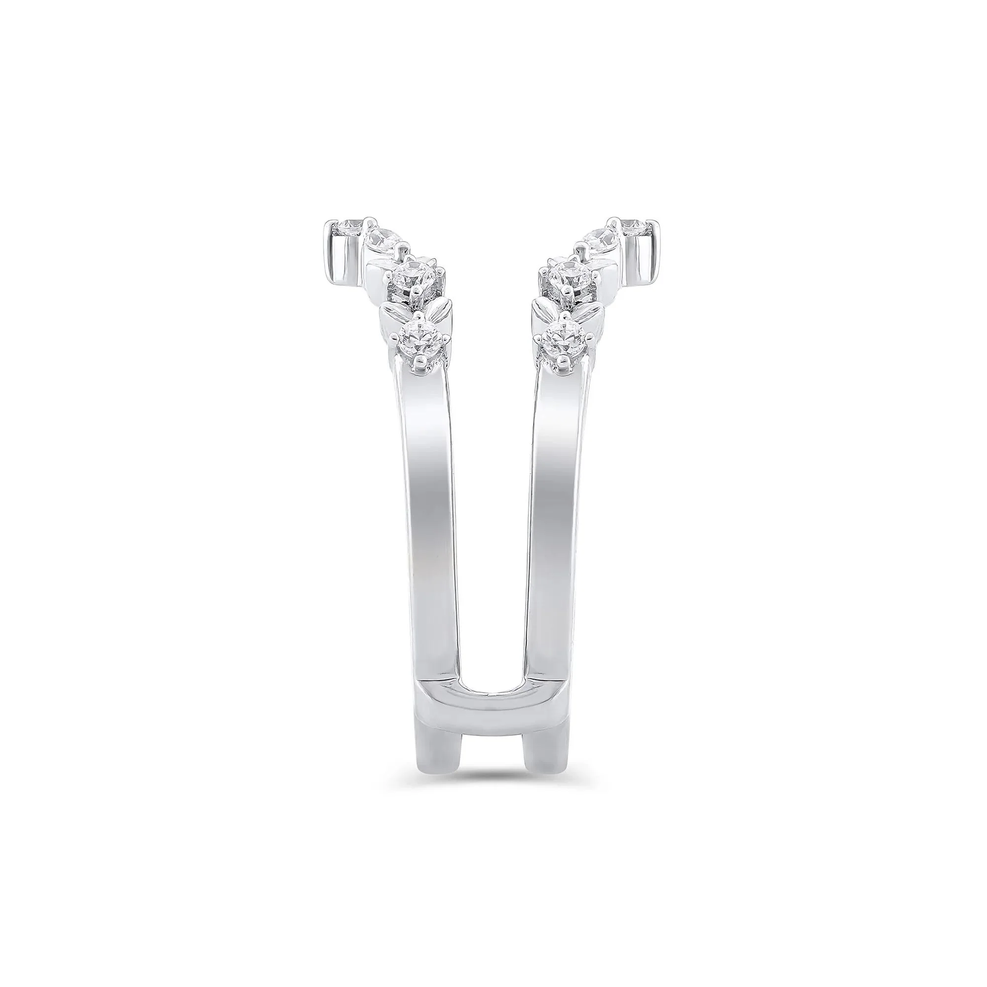 1/3 CT. Tw. Lab Grown Diamond Round & Marquise Insert 14K White Gold Ring Round Brilliant Cut Size 5 - Image 3