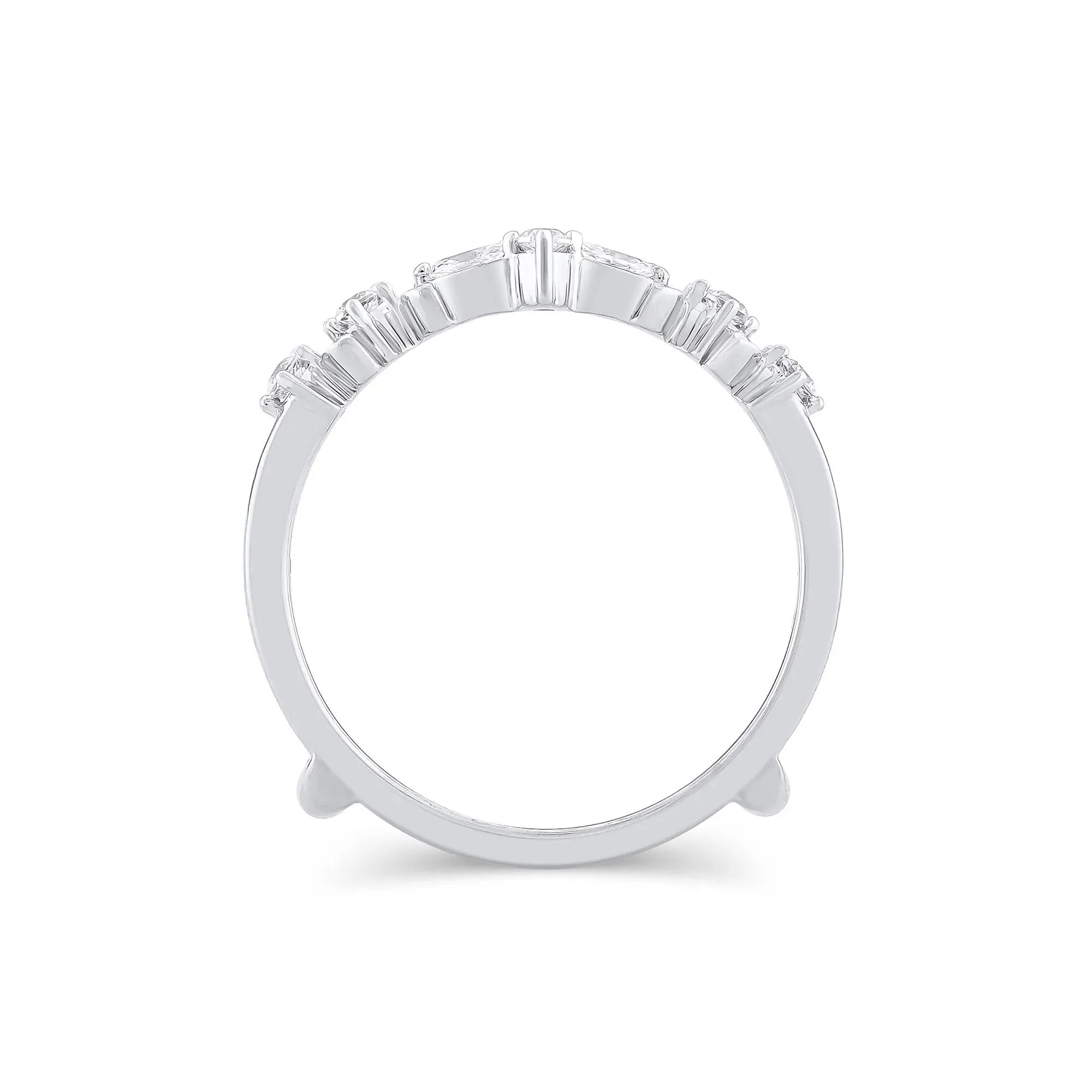 1/3 CT. Tw. Lab Grown Diamond Round & Marquise Insert 14K White Gold Ring Round Brilliant Cut Size 9.5 - Image 2