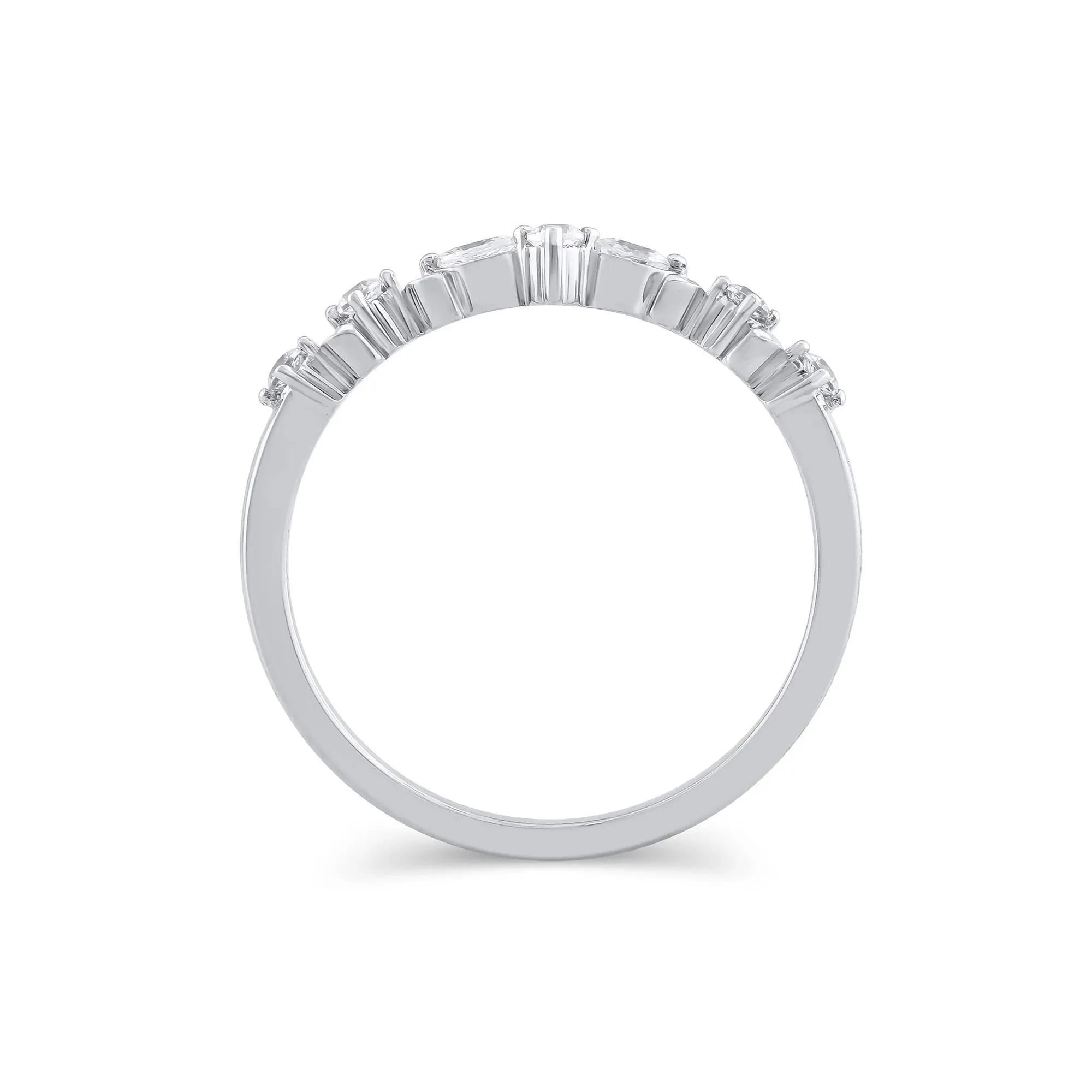 1/7 CT. Tw. Lab Grown Diamond Contour Band Ring 14K White Gold Round Brilliant Cut Size 6.5 5mm - Image 2