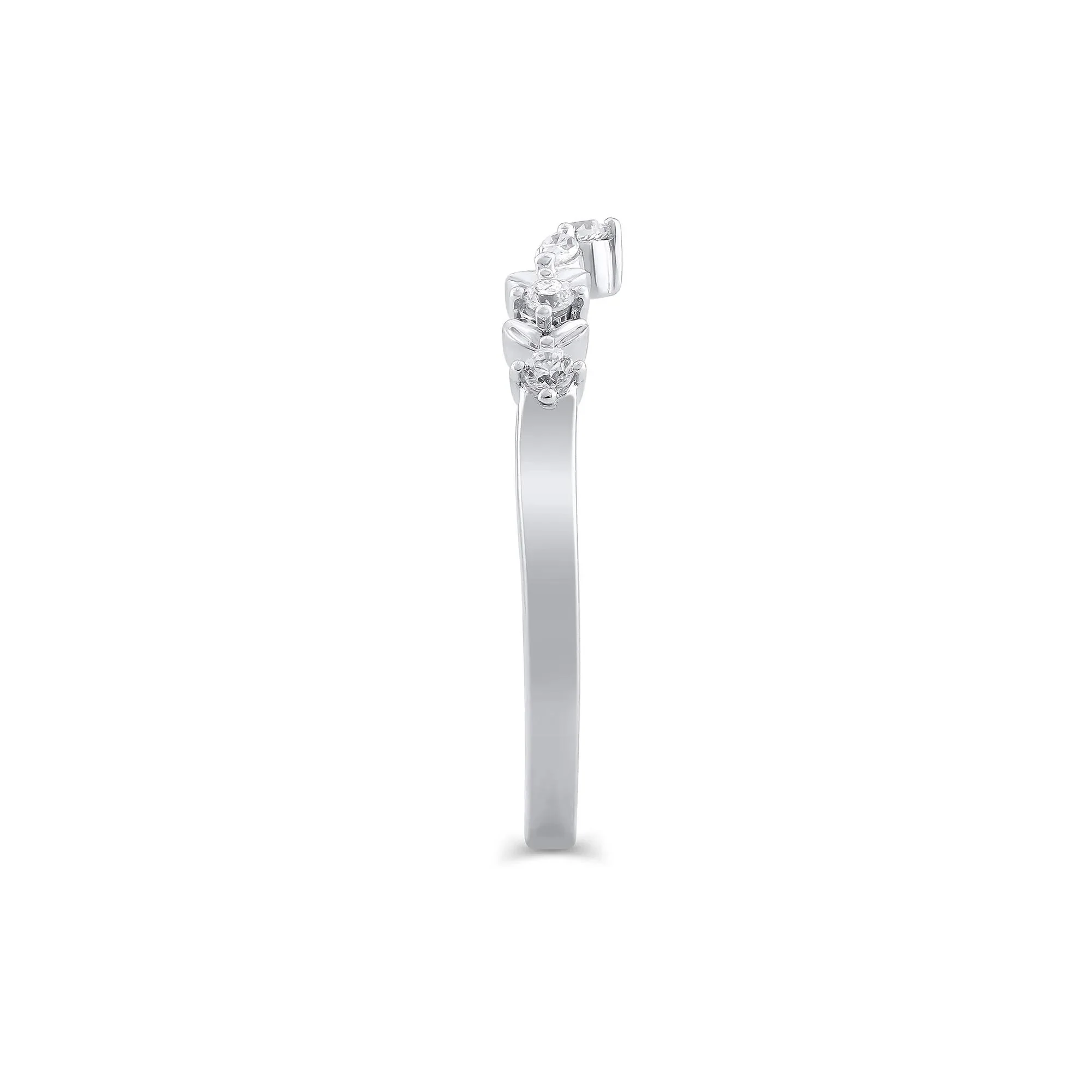 1/7 CT. Tw. Lab Grown Diamond Contour Band Ring 14K White Gold Round Brilliant Cut Size 9 5mm - Image 3