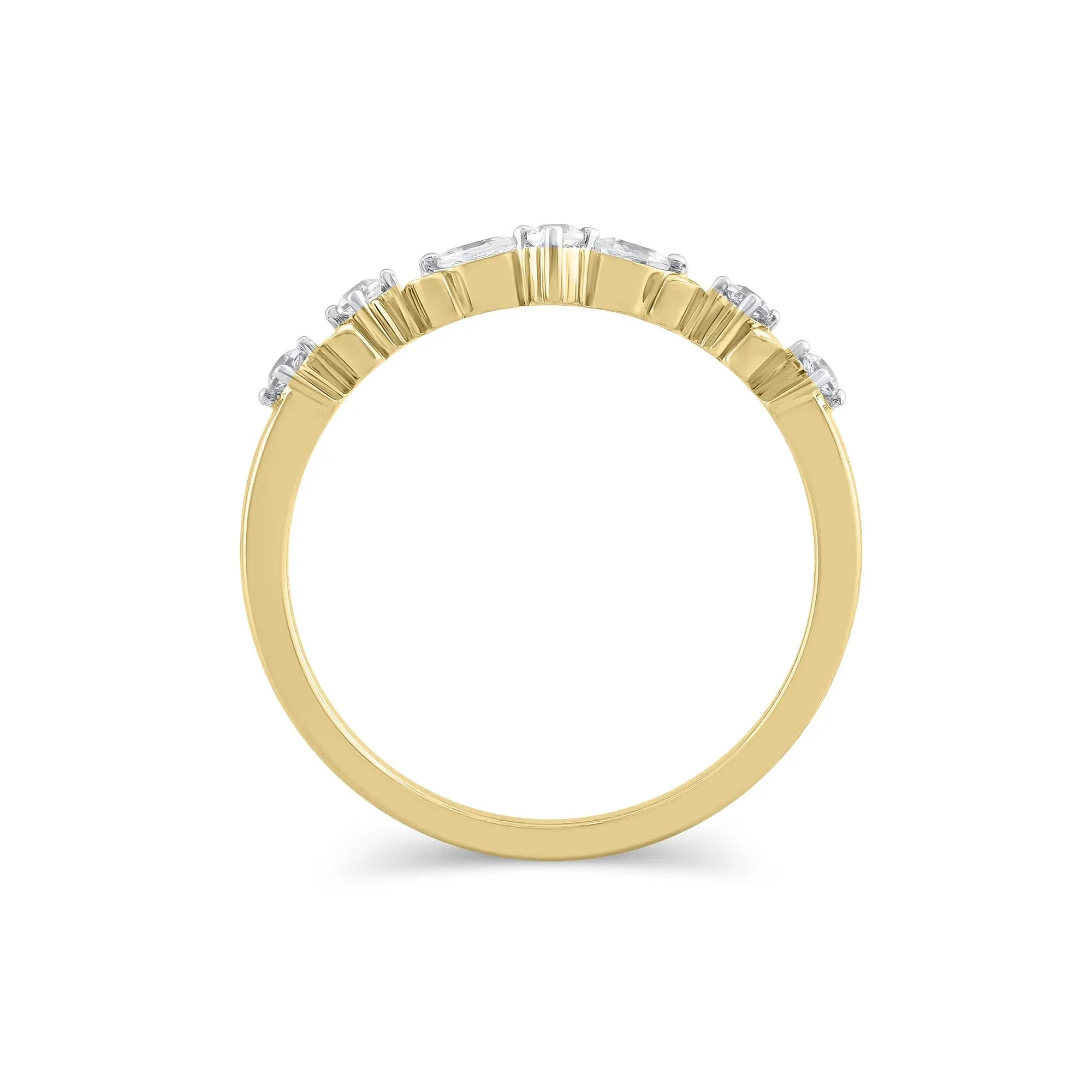 1/7 CT. Tw. Lab Grown Diamond Contour Band Ring 14K Yellow Gold Round Brilliant Cut Size 7.5 5mm - Image 2