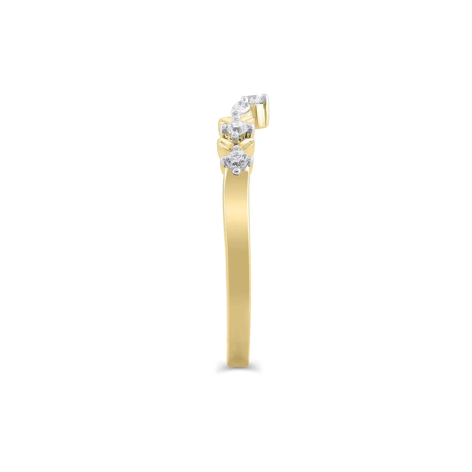 1/7 CT. Tw. Lab Grown Diamond Contour Band Ring 14K Yellow Gold Round Brilliant Cut Size 7.5 5mm - Image 3