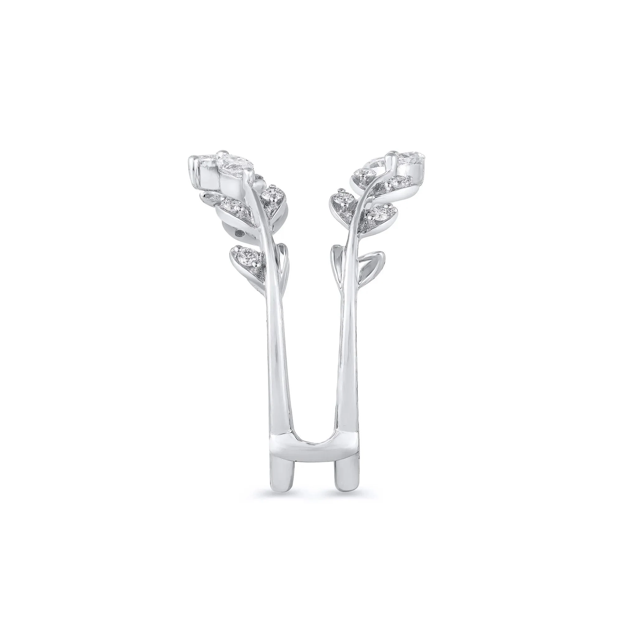 3/8 CT. Tw. Lab Grown Diamond Round and Marquise Insert 14K White Gold Ring Round Brilliant Cut Size 6.5 - Image 3