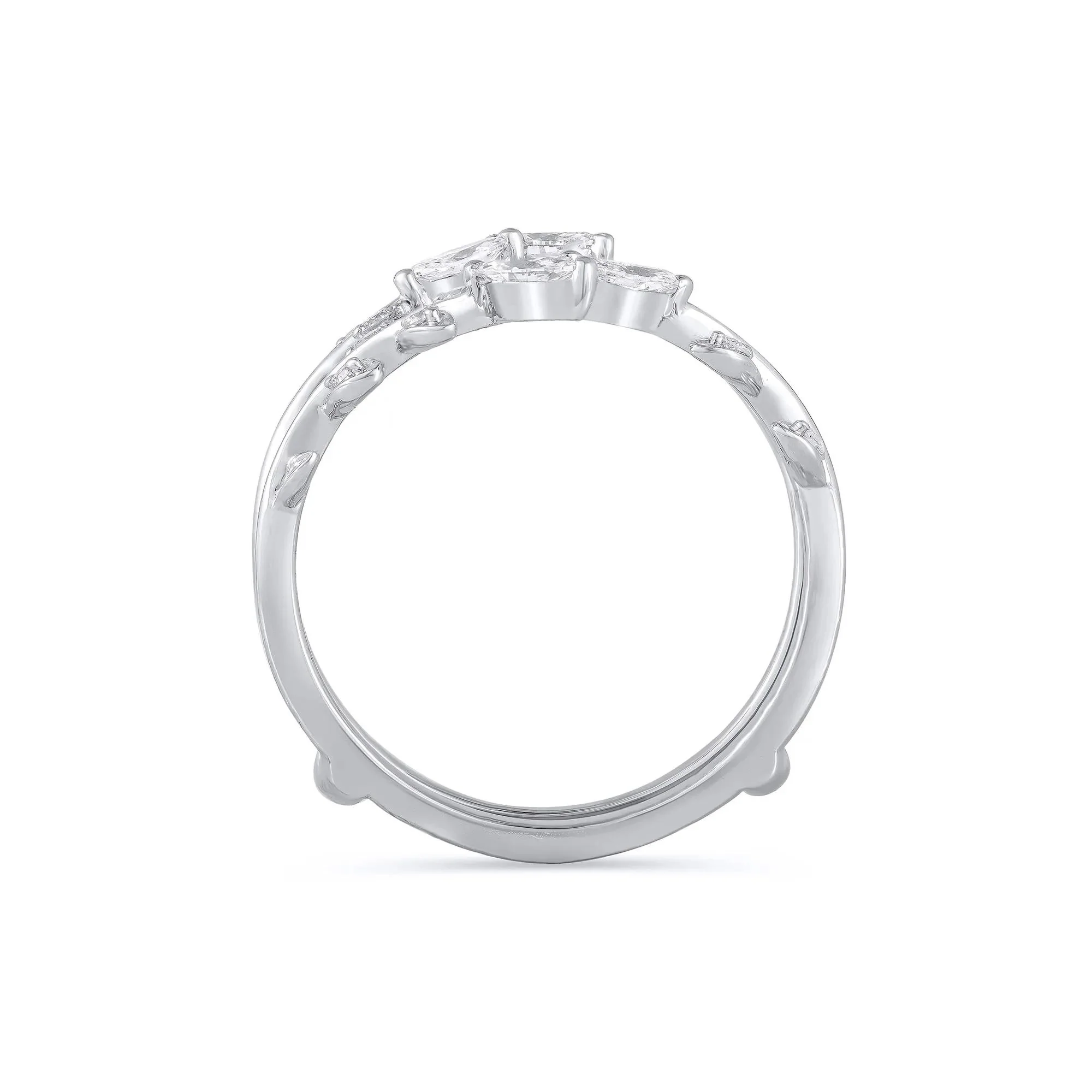 3/8 CT. Tw. Lab Grown Diamond Round and Marquise Insert 14K White Gold Ring Round Brilliant Cut Size 8.5 - Image 2
