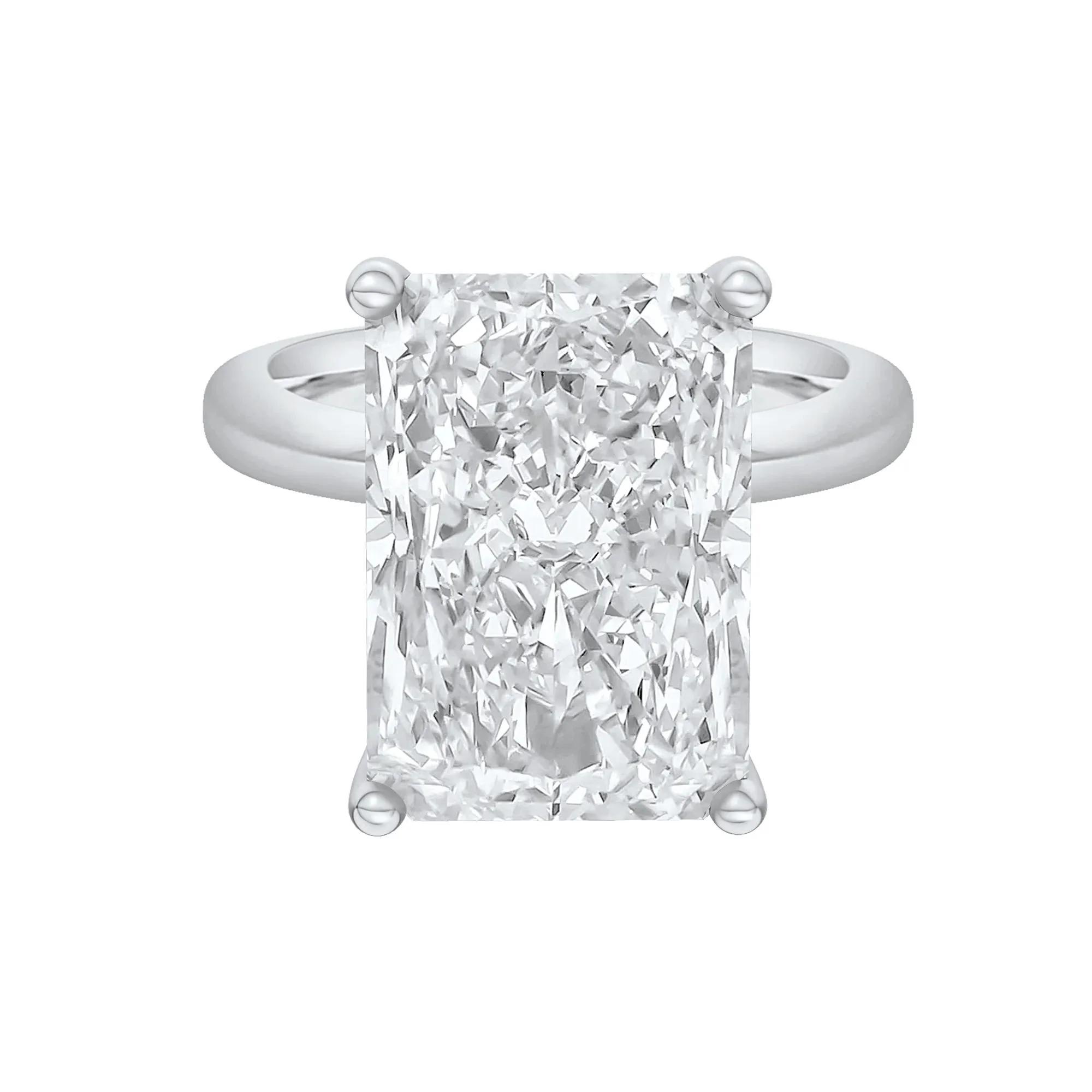Lab Grown Diamond Radiant-Cut Solitaire Ring 14K White Gold (10 CT.) Size 5.5 2mm