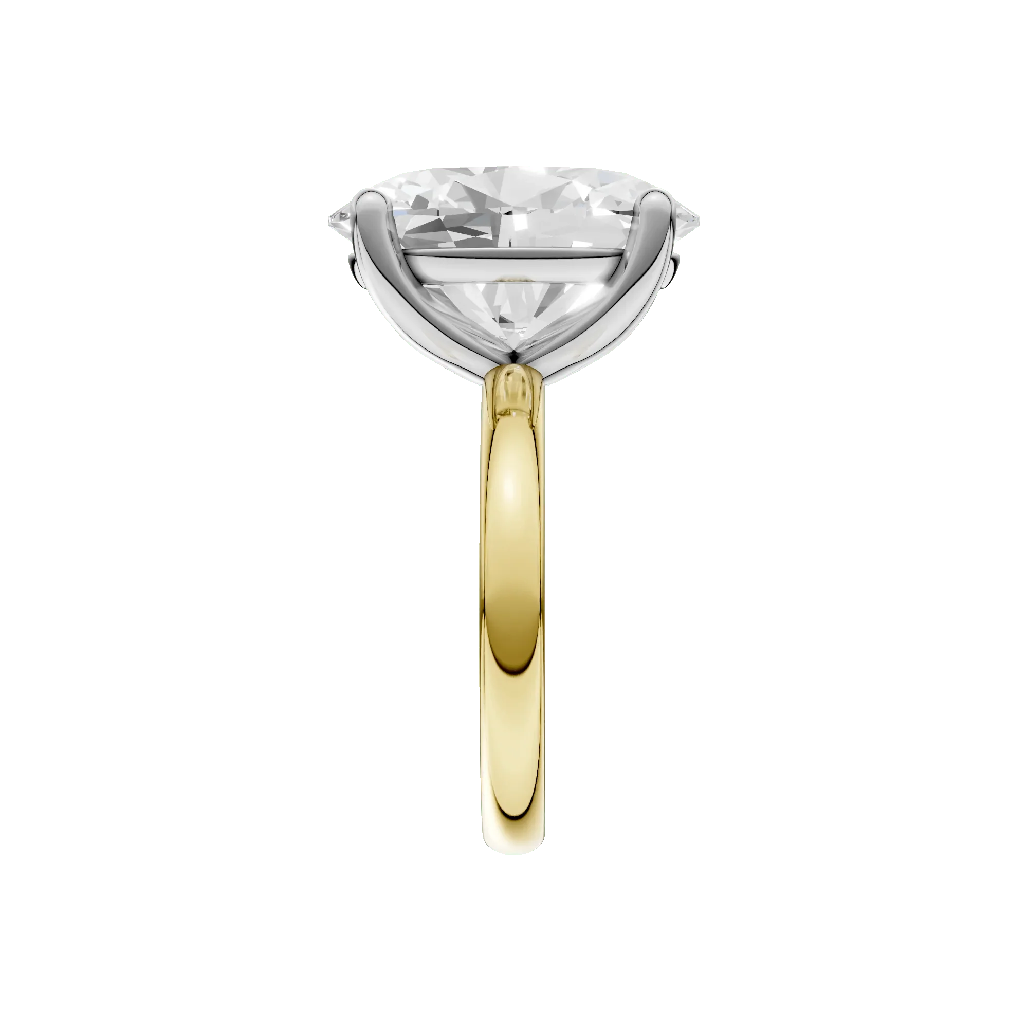 Lab Grown Diamond Oval Solitaire Ring 14K Yellow & White Gold (7 CT.) Size 11 2mm - Image 4