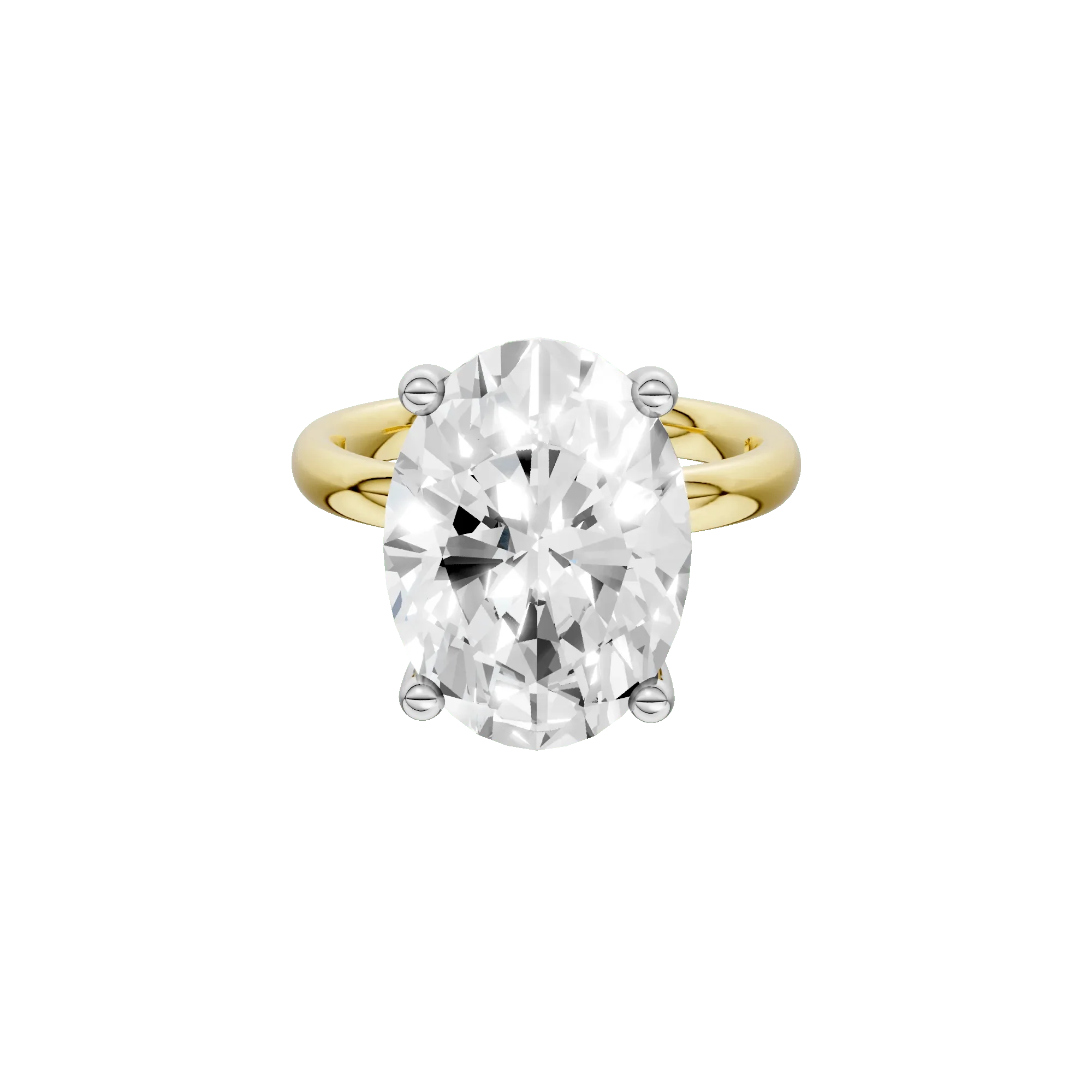 Lab Grown Diamond Oval Solitaire Ring 14K Yellow & White Gold (7 CT.) Size 4 2mm