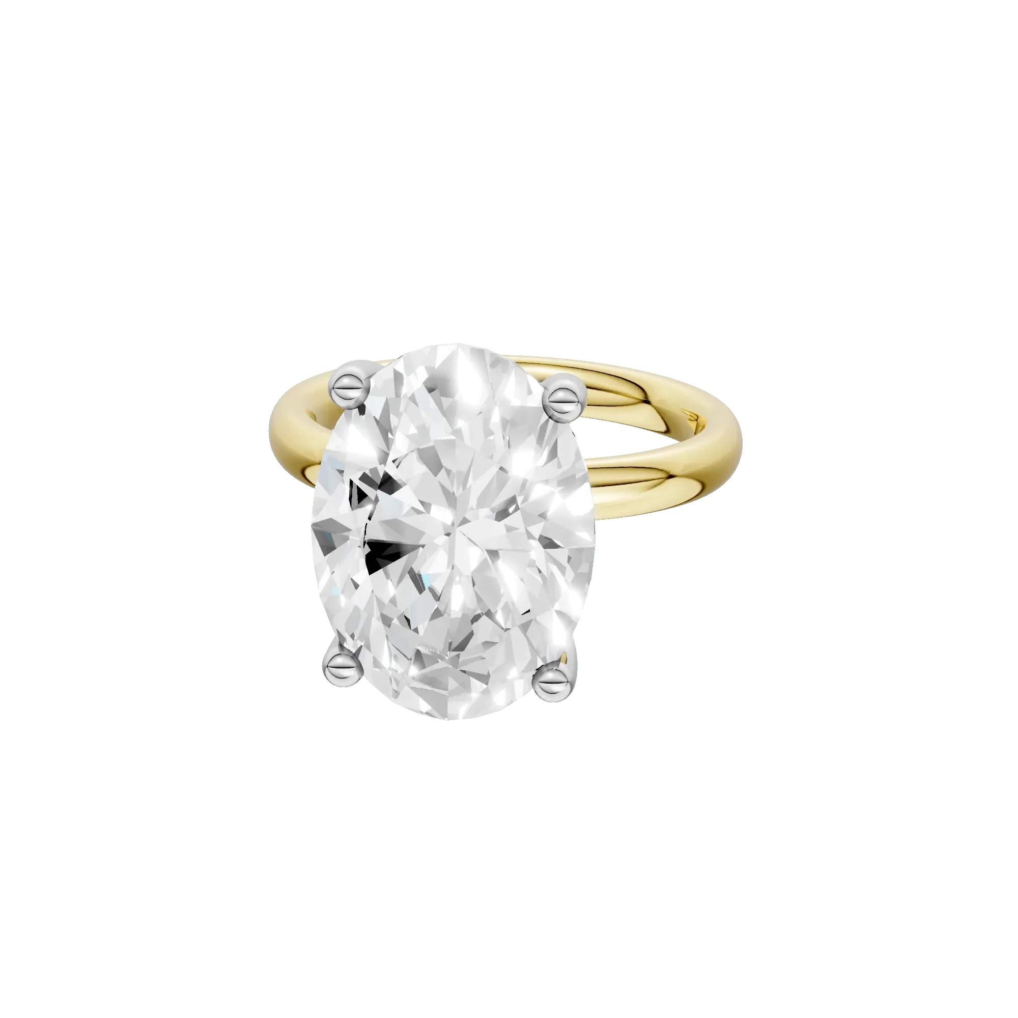 Lab Grown Diamond Oval Solitaire Ring 14K Yellow & White Gold (7 CT.) Size 7 2mm - Image 2
