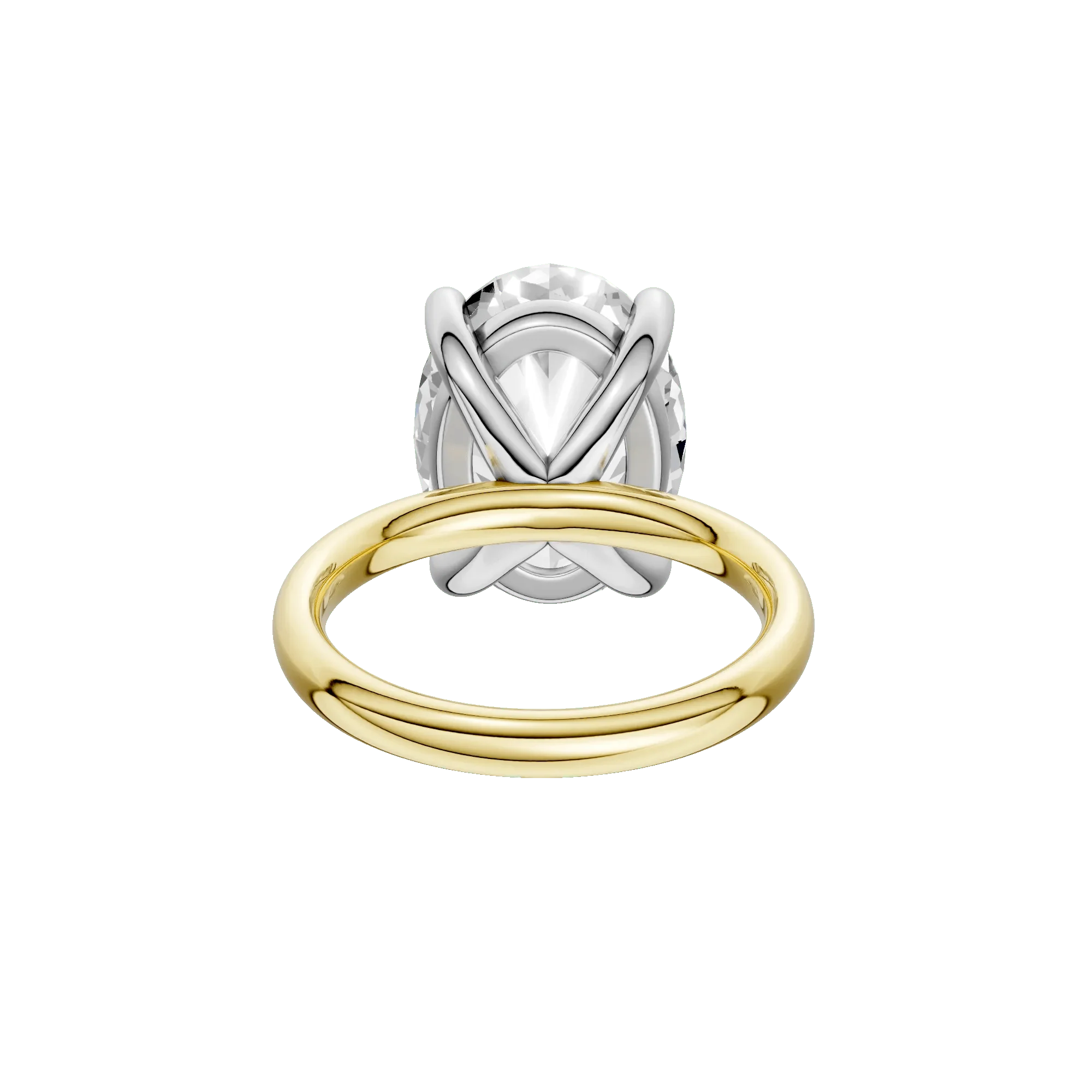 Lab Grown Diamond Oval Solitaire Ring 14K Yellow & White Gold (7 CT.) Size 7 2mm - Image 5