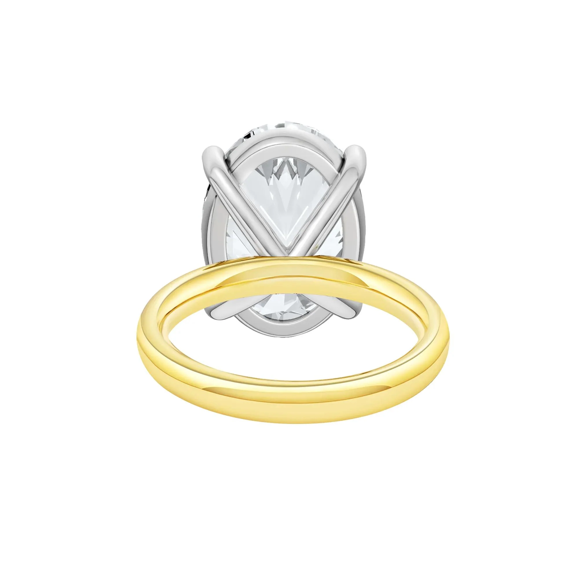 Lab Grown Diamond Oval Solitaire Ring 14K Yellow & White Gold (8 CT.) Size 11.5 2mm - Image 4