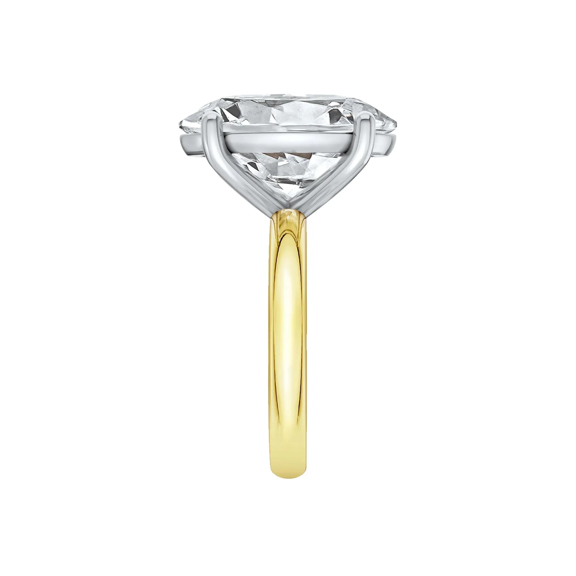 Lab Grown Diamond Oval Solitaire Ring 14K Yellow & White Gold (8 CT.) Size 4 2mm - Image 3