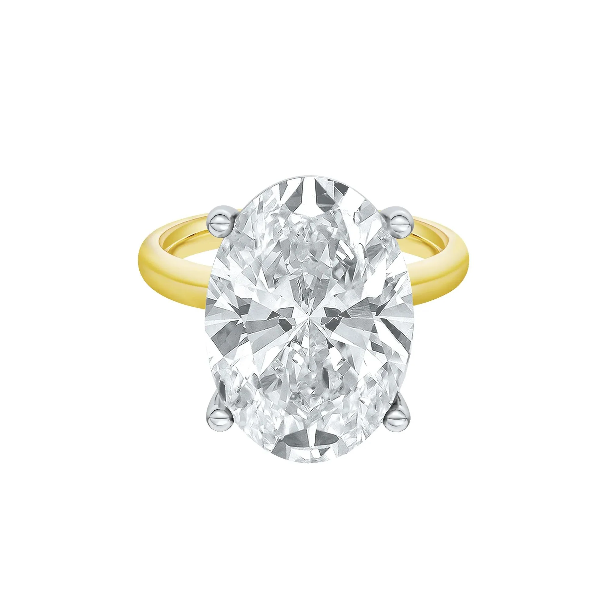 Lab Grown Diamond Oval Solitaire Ring 14K Yellow & White Gold (8 CT.) Size 6 2mm