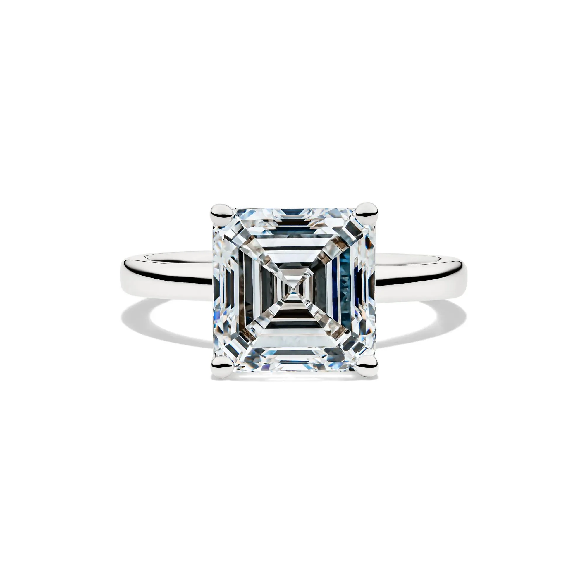 Lab Grown Diamond Asscher-Cut Solitaire Engagement Ring 14K White Gold (5 CT.) Size 7.5 2mm