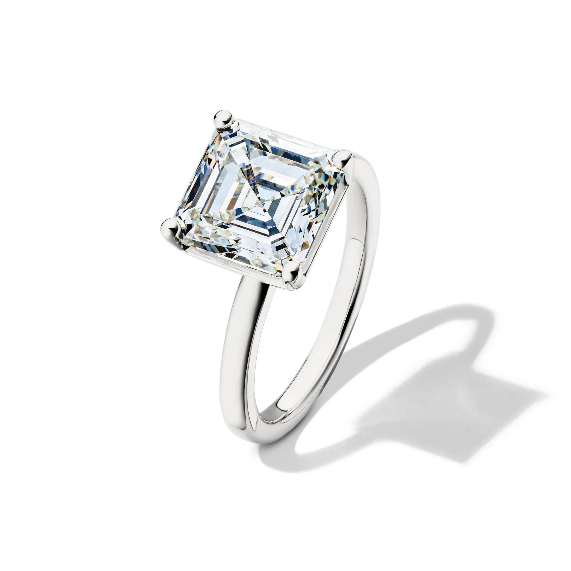Lab Grown Diamond Asscher-Cut Solitaire Engagement Ring 14K White Gold (5 CT.) Size 7.5 2mm - Image 4