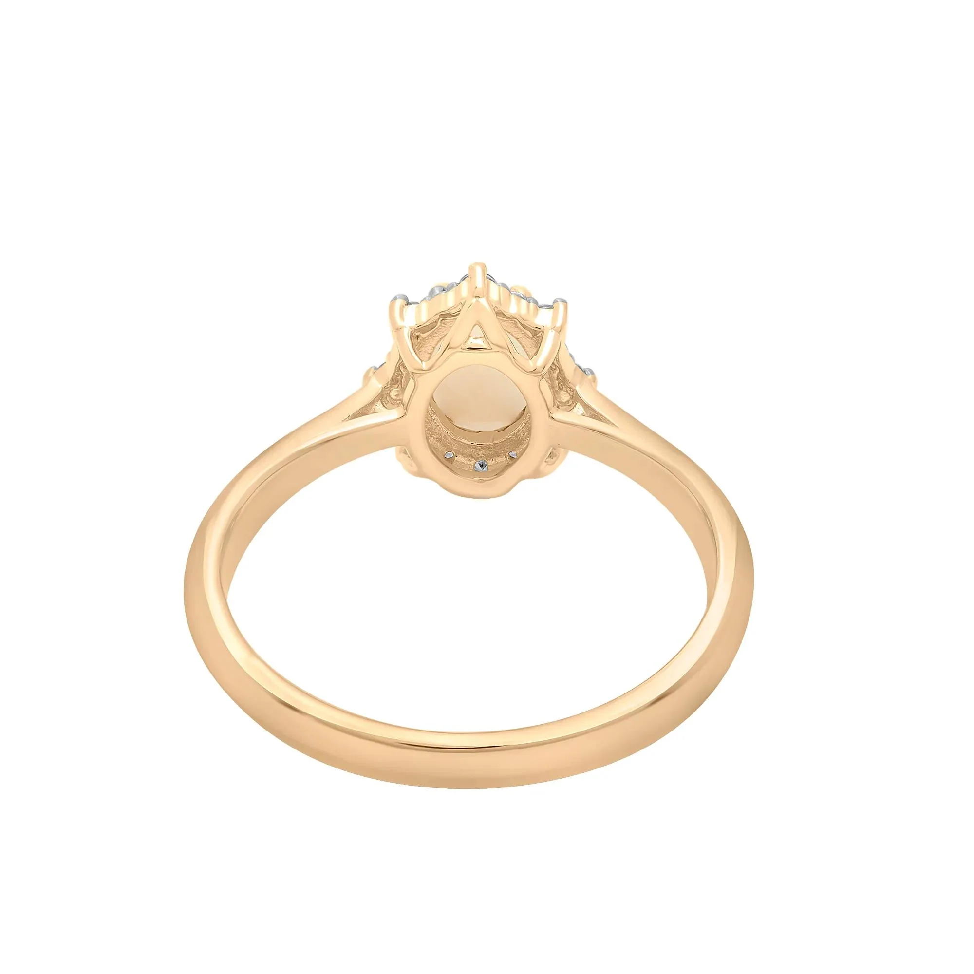 Australian Opal Oval & Diamond Halo Ring 10K Yellow Gold Size 5.5 2mm - Image 5