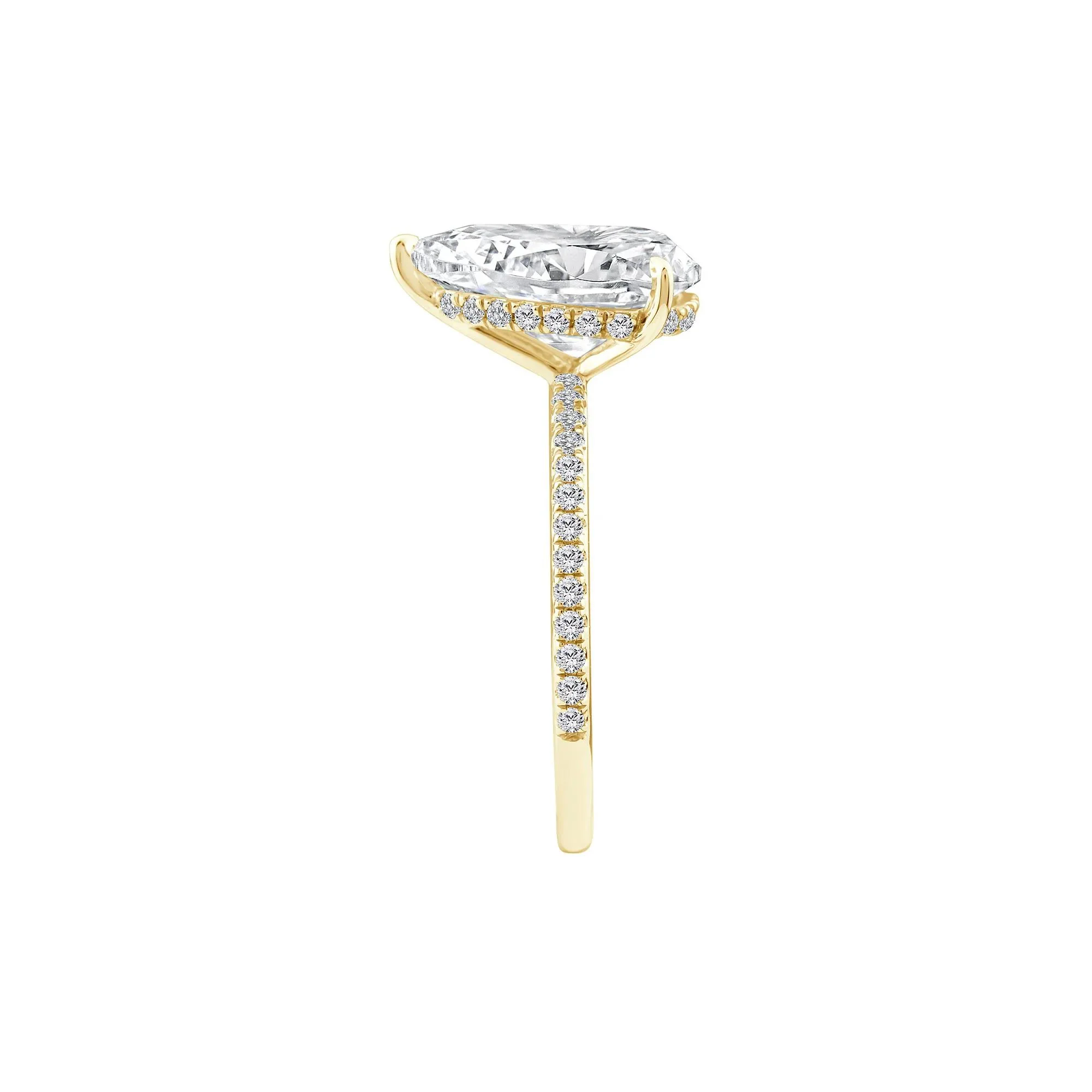 3 1/4 CT. Tw. Lab Grown Diamond Pear-Shaped Engagement Ring 14K Yellow Gold Round Brilliant Cut Size 8 1mm - Image 3