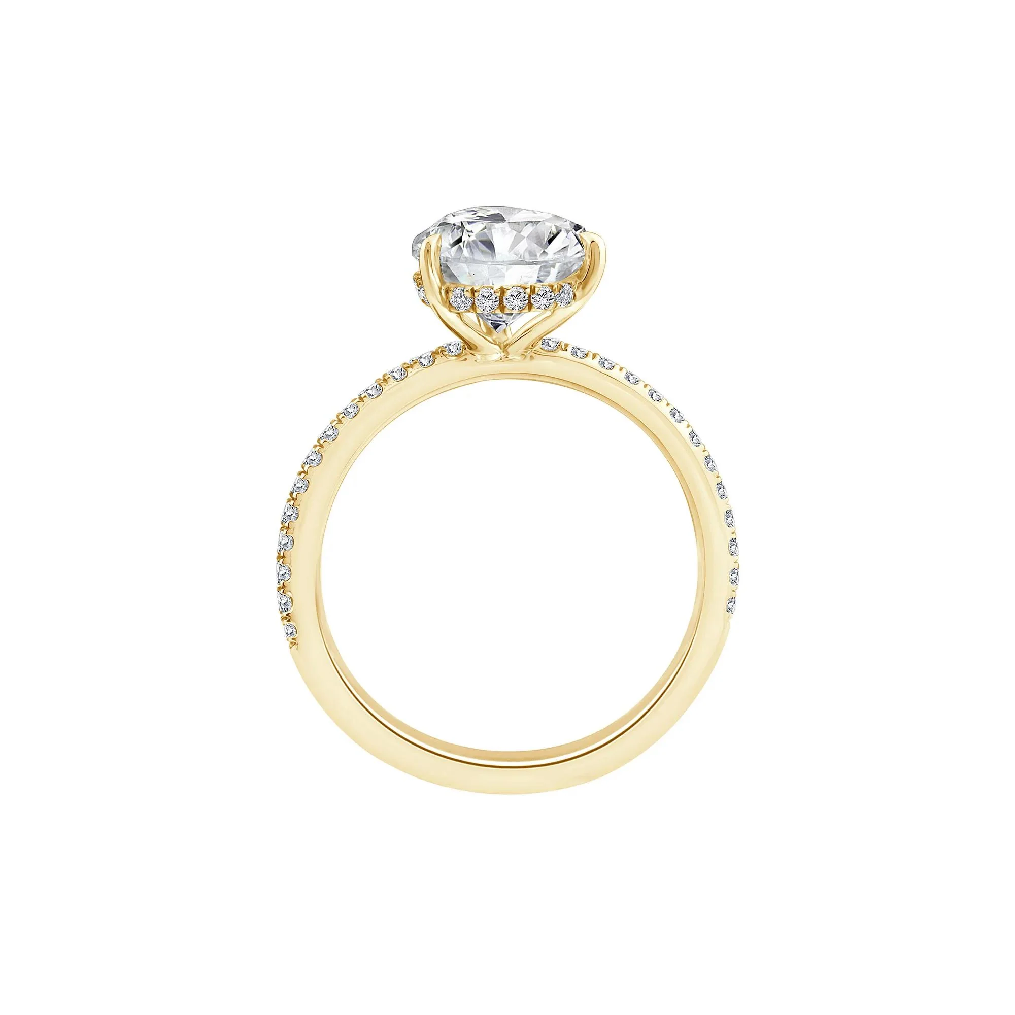 3 1/4 CT. Tw. Lab Grown Diamond Pear-Shaped Engagement Ring 14K Yellow Gold Round Brilliant Cut Size 9 1mm - Image 2
