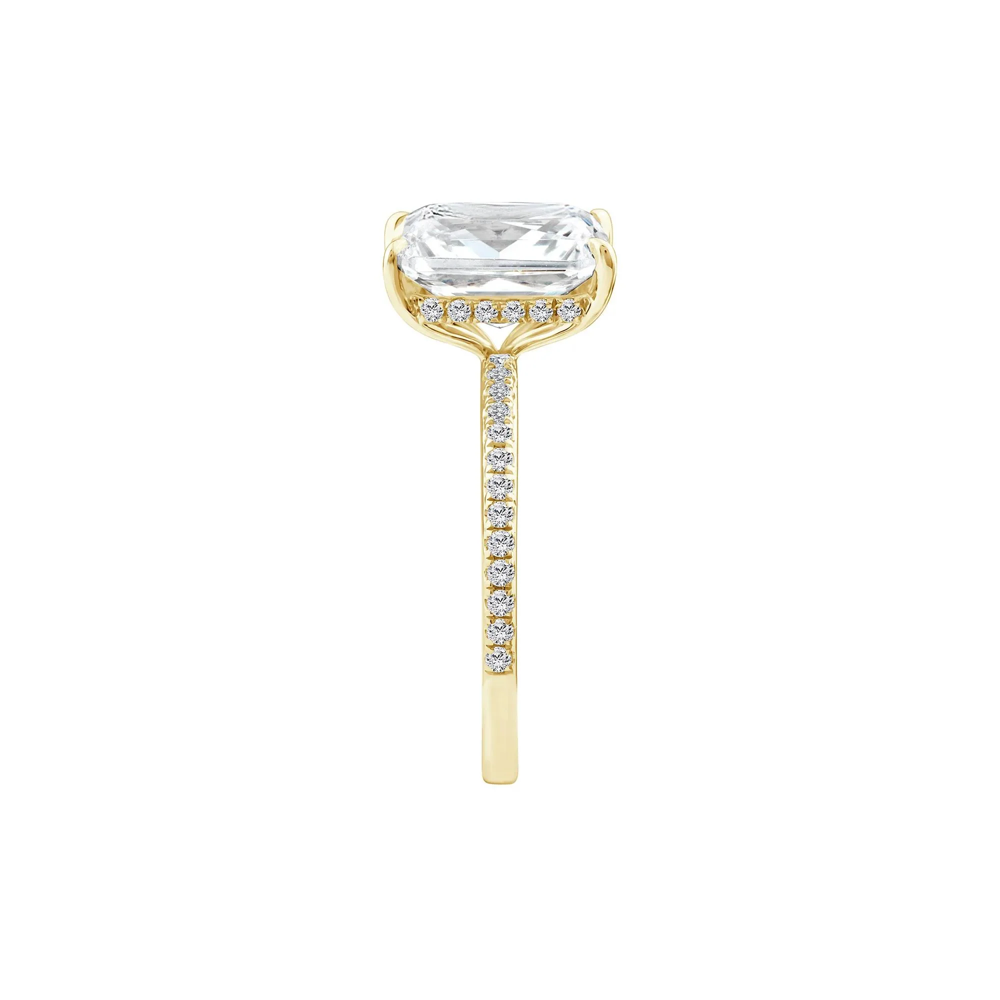 3 1/4 CT. Tw. Lab Grown Diamond Radiant-Cut Engagement Ring 14K Yellow Gold Round Brilliant Cut Size 6.5 1mm - Image 3