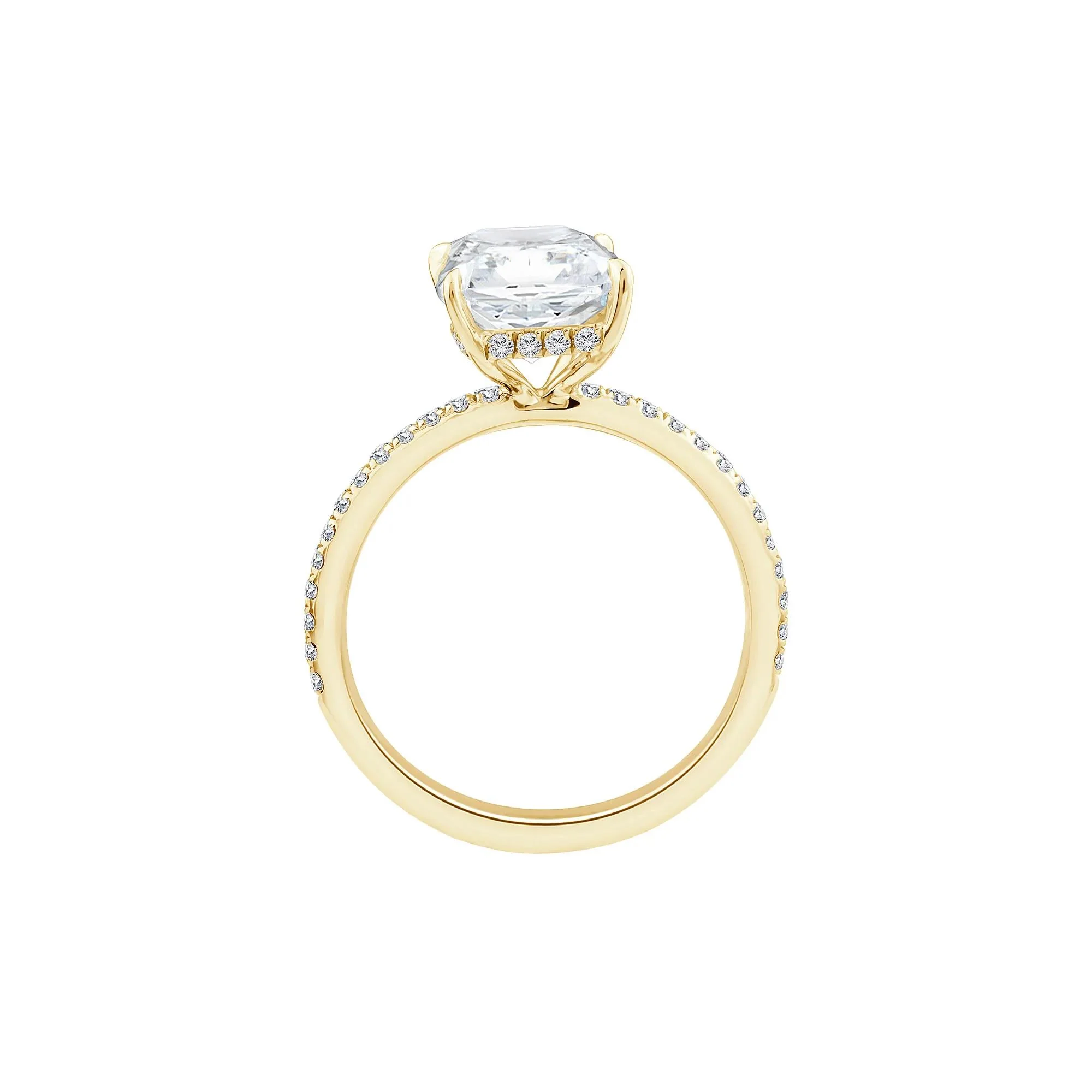 3 1/4 CT. Tw. Lab Grown Diamond Radiant-Cut Engagement Ring 14K Yellow Gold Round Brilliant Cut Size 8.5 1mm - Image 2