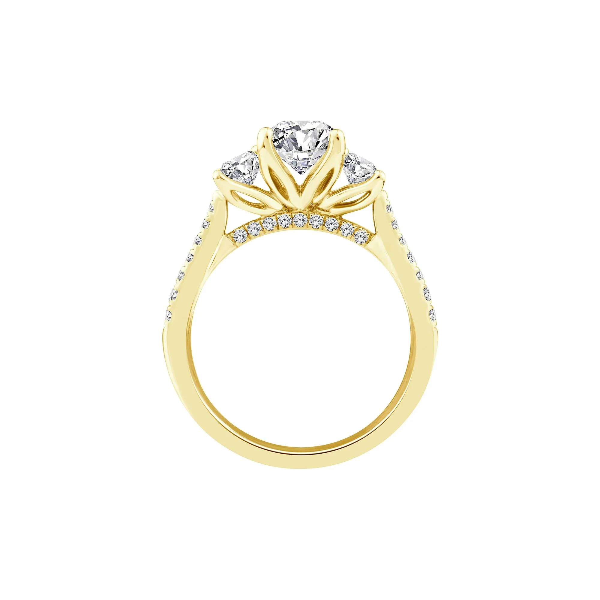 3 1/4 CT. Tw. Lab Grown Diamond Emerald-Cut Three Stone Engagement Ring 14K Yellow Gold Size 7.5 - Image 2