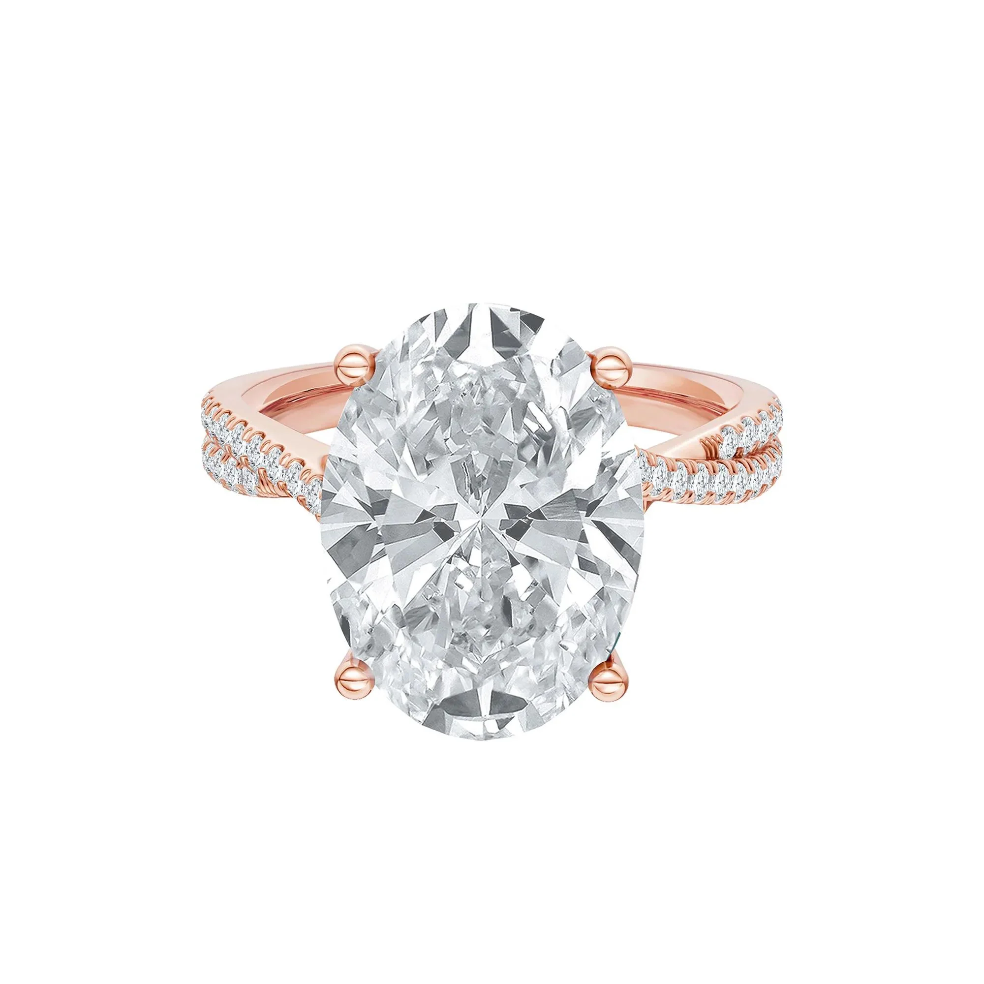 6 1/3 CT. Tw. Lab Grown Diamond Engagement Ring 14K Rose Gold Size 5 2mm