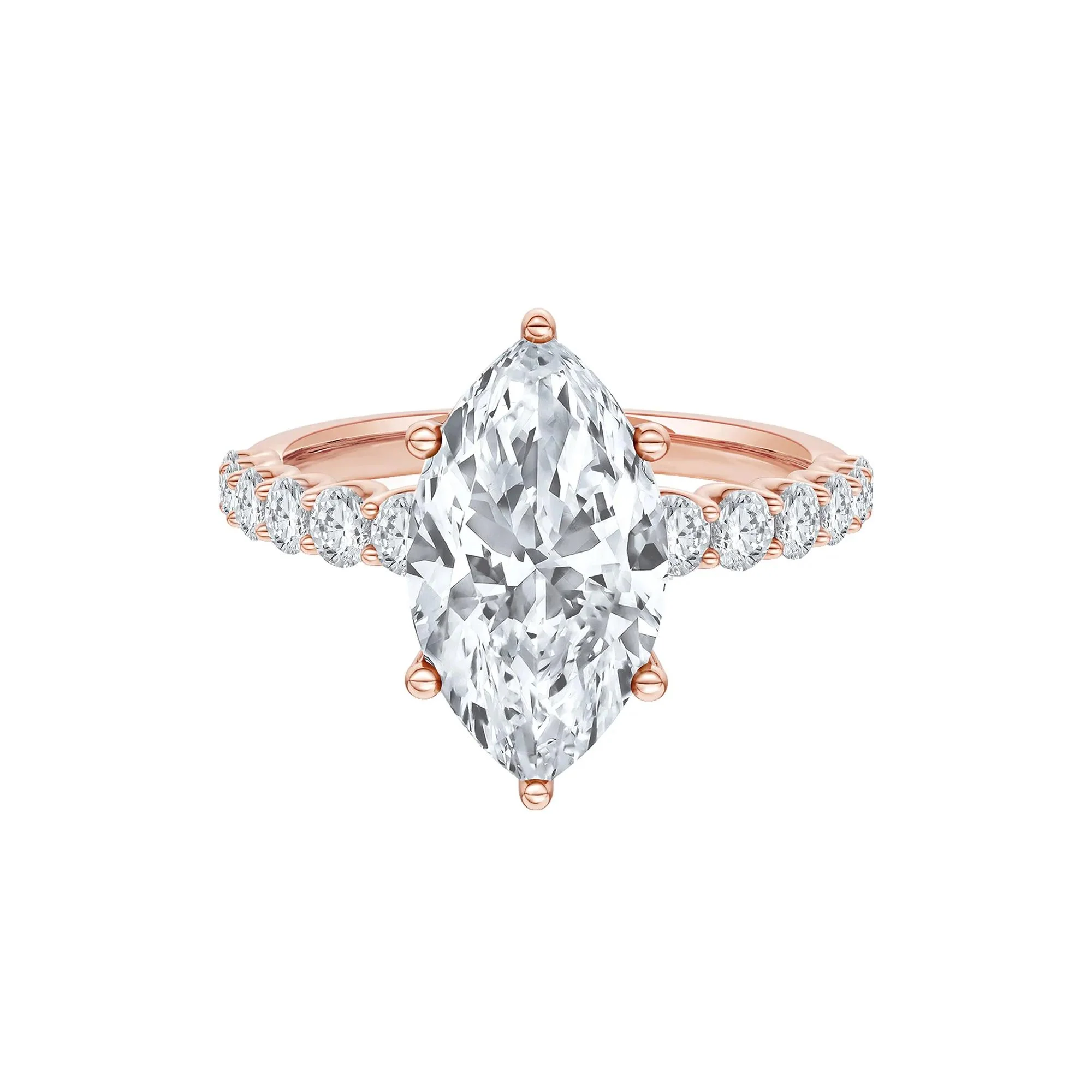 3 5/8 CT. Tw. Lab Grown Diamond Engagement Ring 14K Rose Gold Size 8 2mm