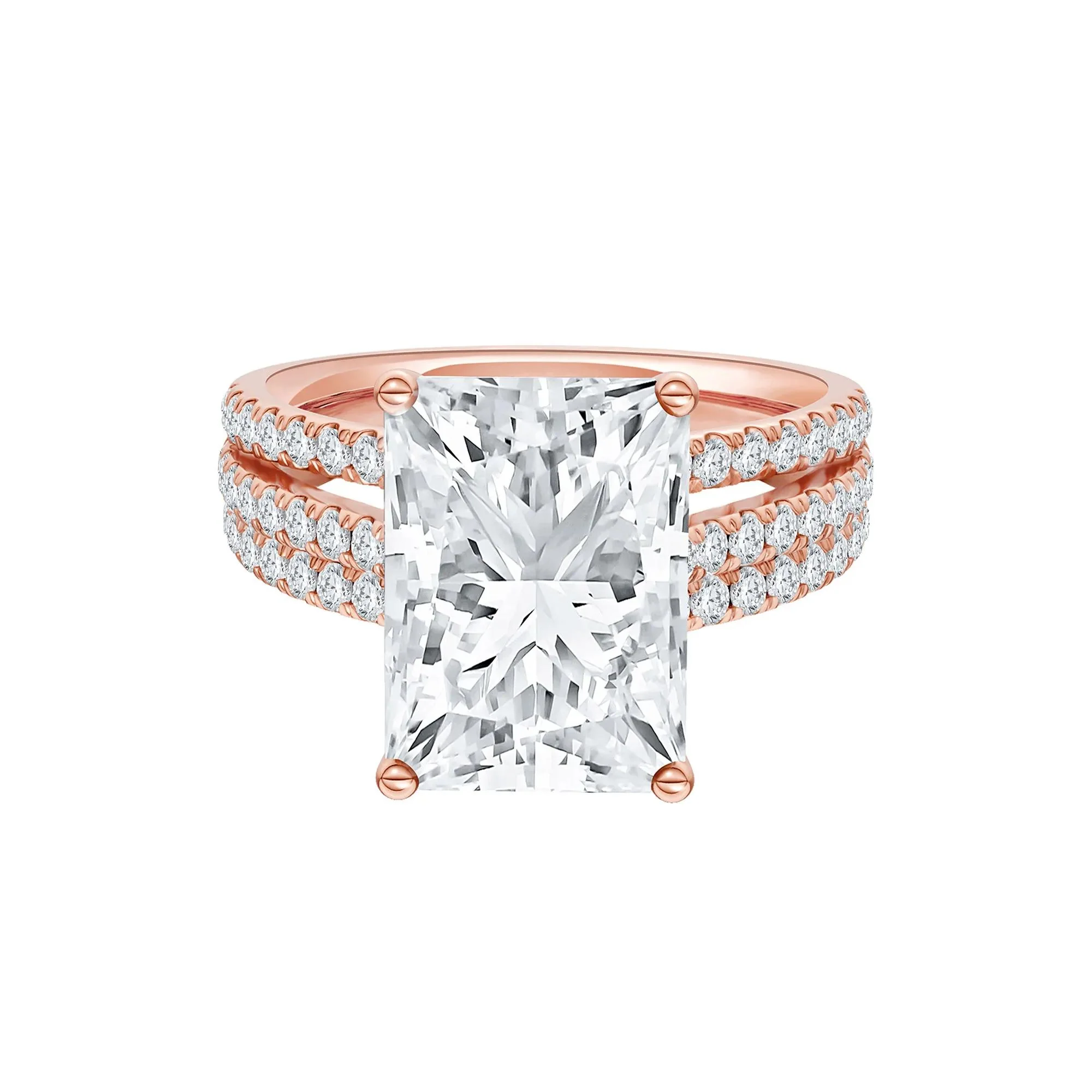 5 1/2 CT. Tw. Lab Grown Diamond Engagement Ring 14K Rose Gold Size 7.5 2mm
