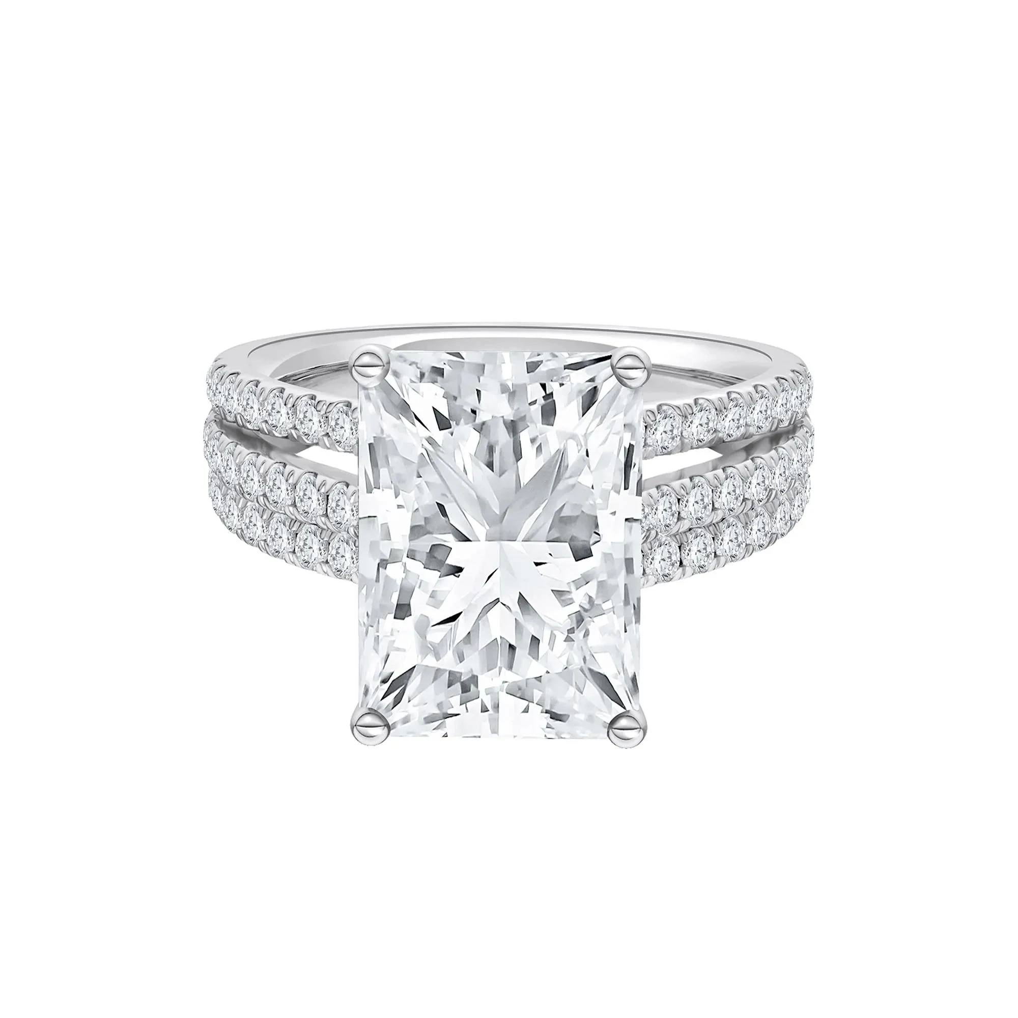 5 1/2 CT. Tw. Lab Grown Diamond Engagement Ring 14K White Gold Size 8.5 2mm