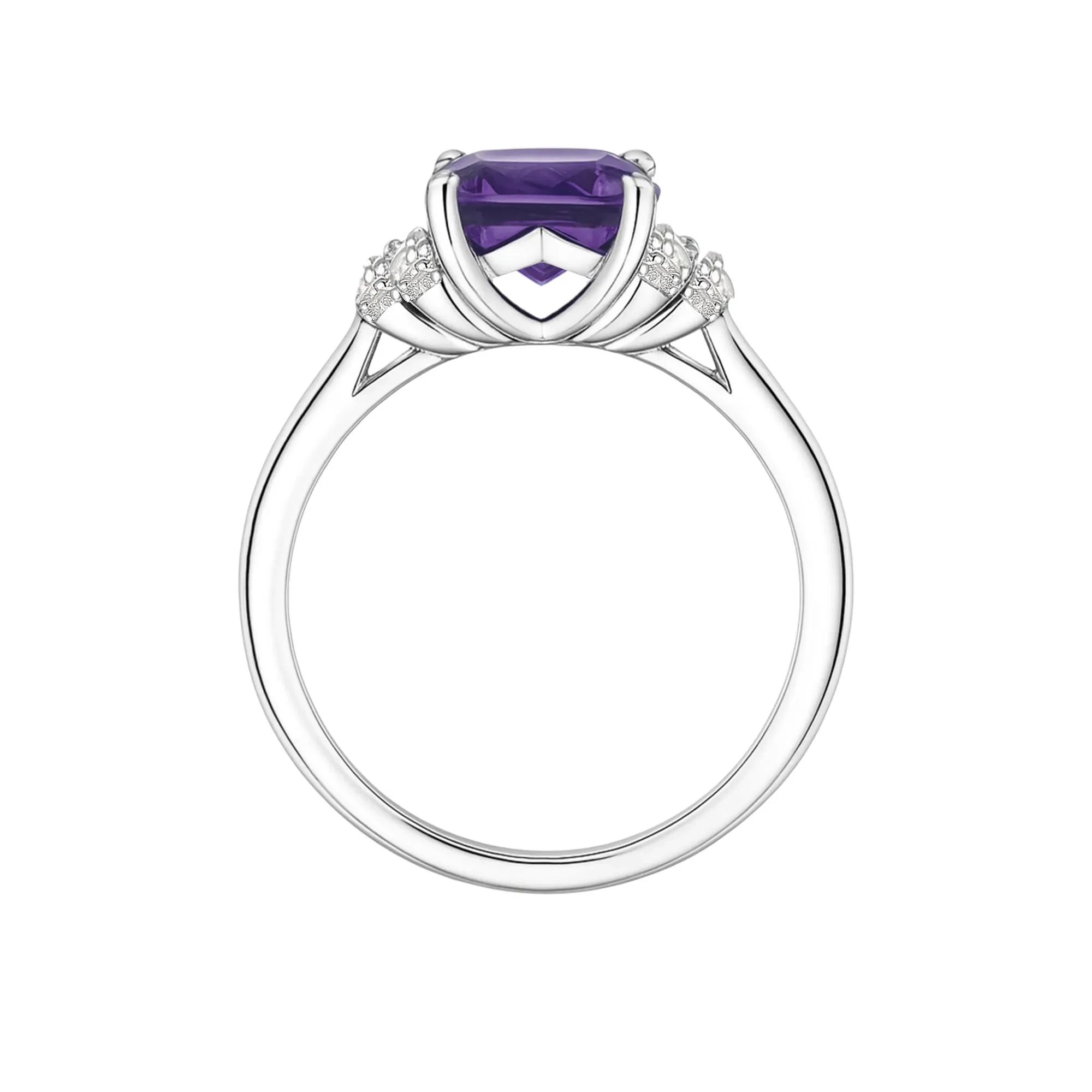 Amethyst & Lab-Created White Sapphire Ring Earring and Pendant Box Set .925 Sterling Silver Size 6.5 1mm - Image 3