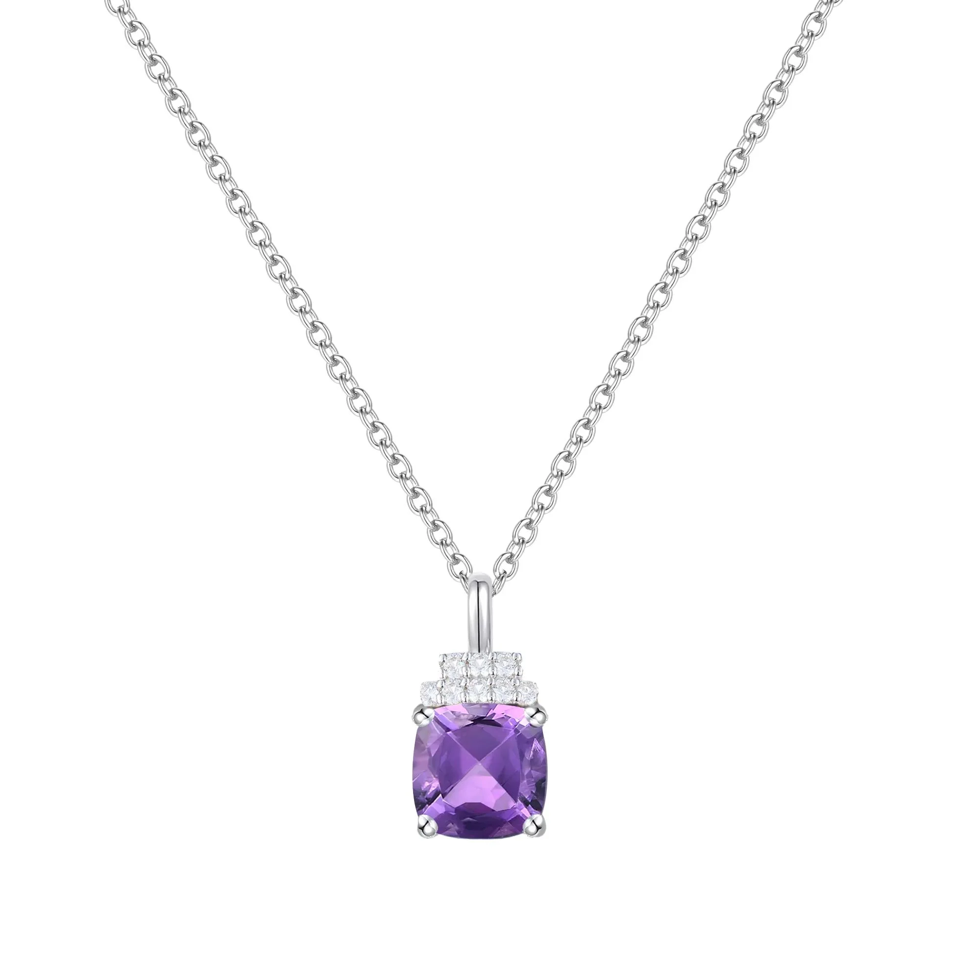 Amethyst & Lab-Created White Sapphire Ring Earring and Pendant Box Set .925 Sterling Silver Size 6.5 1mm - Image 7