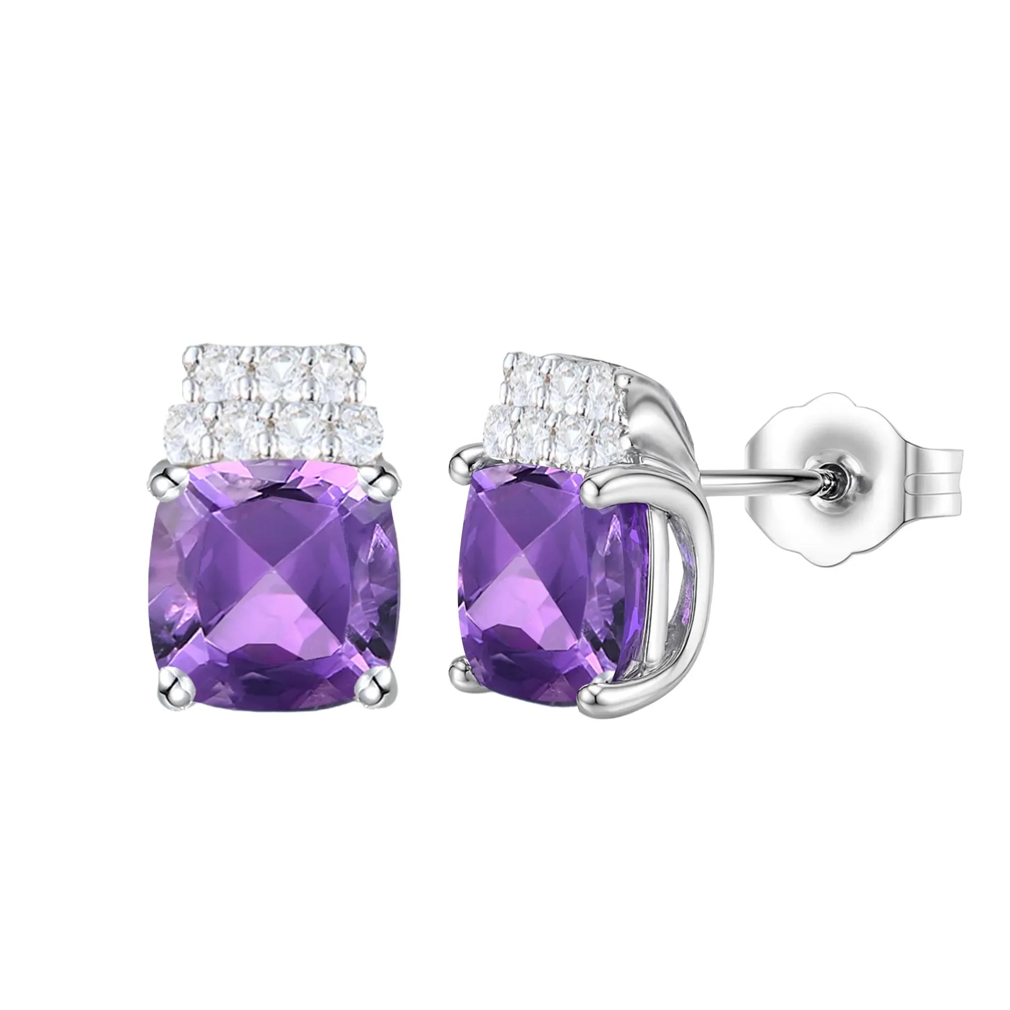 Amethyst & Lab-Created White Sapphire Ring Earring and Pendant Box Set .925 Sterling Silver Size 8.5 1mm - Image 8