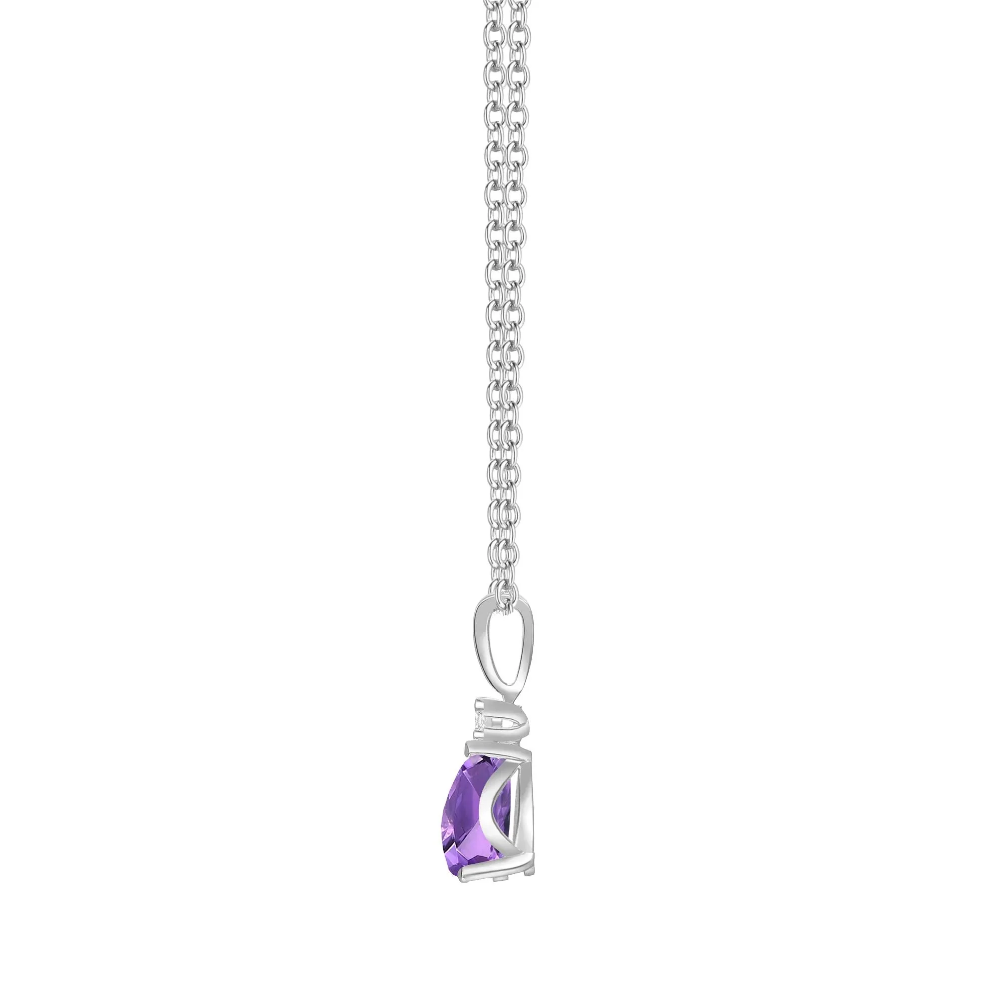 Amethyst & Lab-Created White Sapphire Ring Earring and Pendant Box Set .925 Sterling Silver Size 9 1mm - Image 2