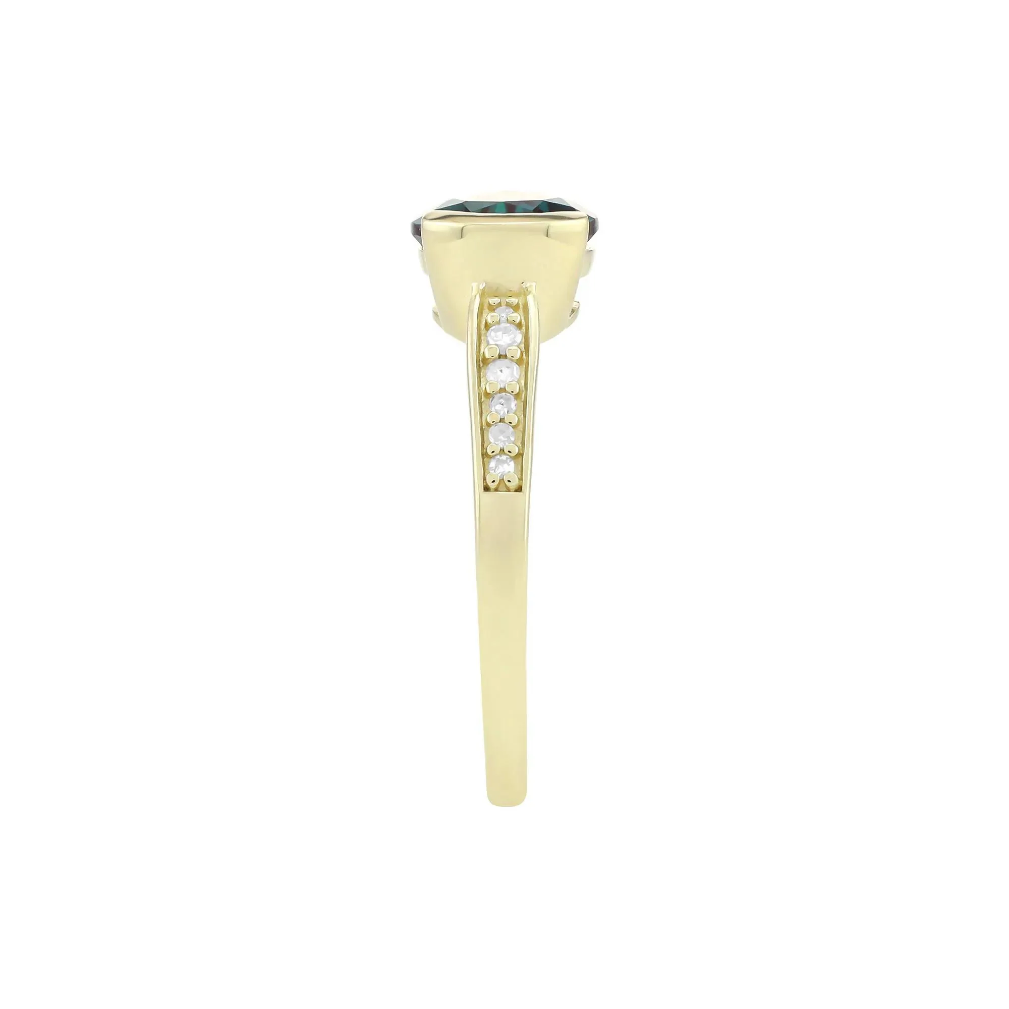 Pear-Shaped Alexandrite & Diamond Accent Ring 10K Yellow Gold Size 8 1.5mm - Image 3