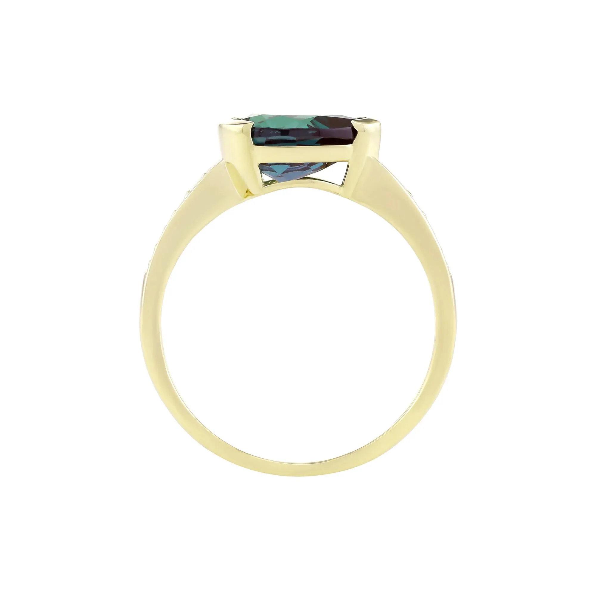 Pear-Shaped Alexandrite & Diamond Accent Ring 10K Yellow Gold Size 8.5 1.5mm - Image 2