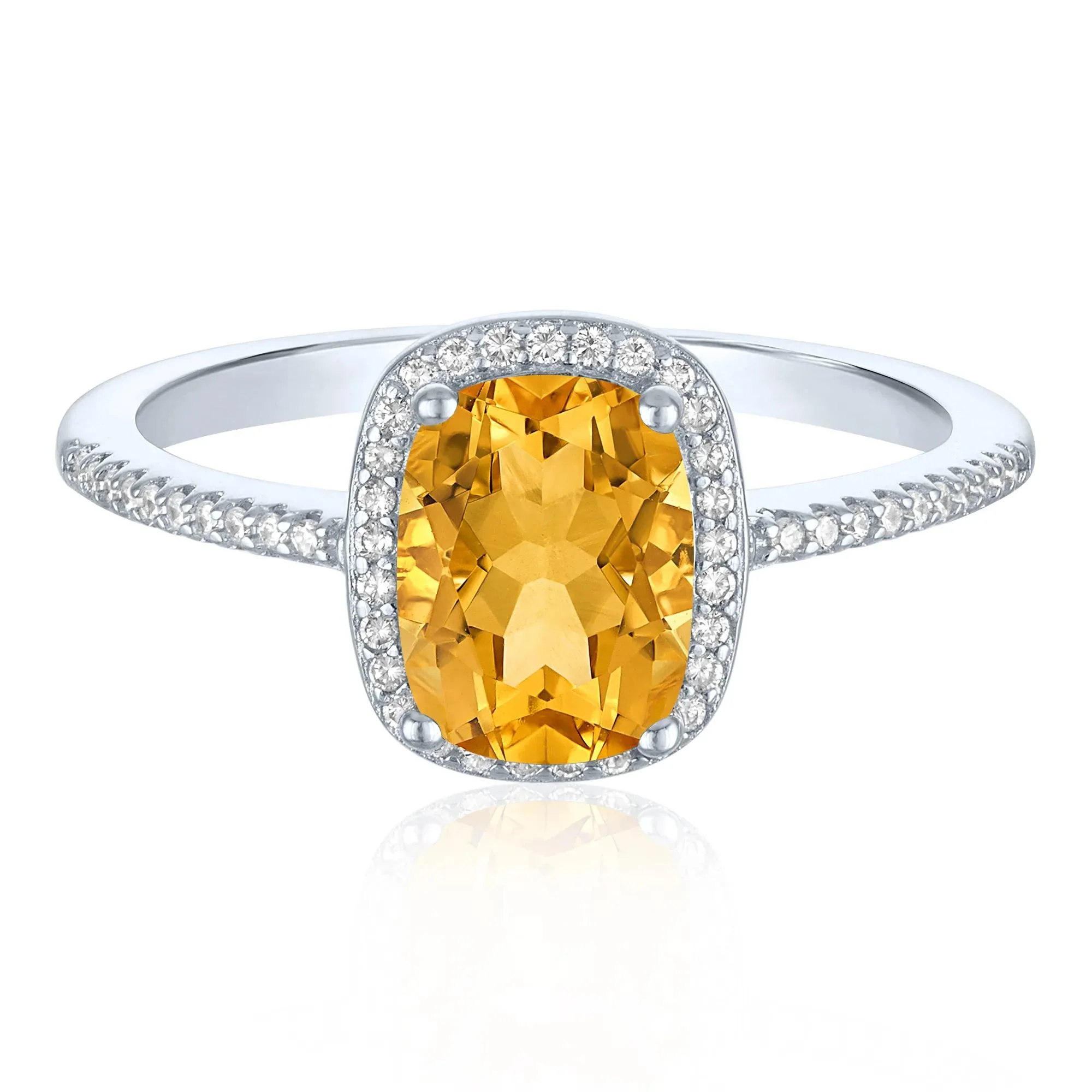 Citrine & Lab-Created White Sapphire Ring Earring and Pendant Box Set .925 Sterling Silver Size 8.5 1mm - Image 3