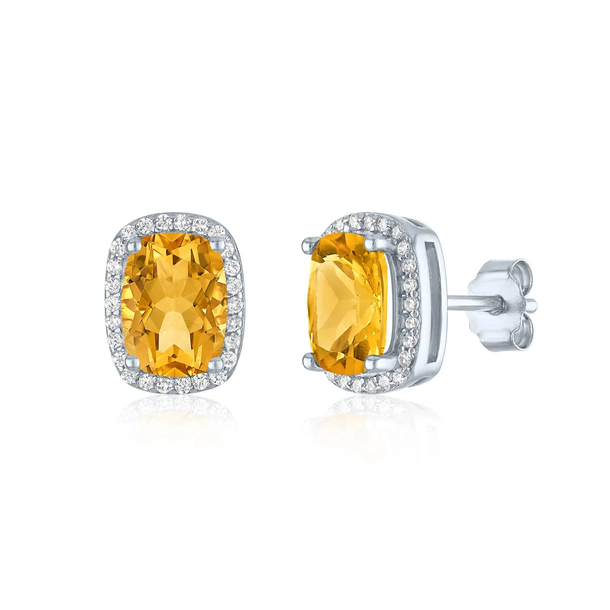 Citrine & Lab-Created White Sapphire Ring Earring and Pendant Box Set .925 Sterling Silver Size 9 1mm - Image 4