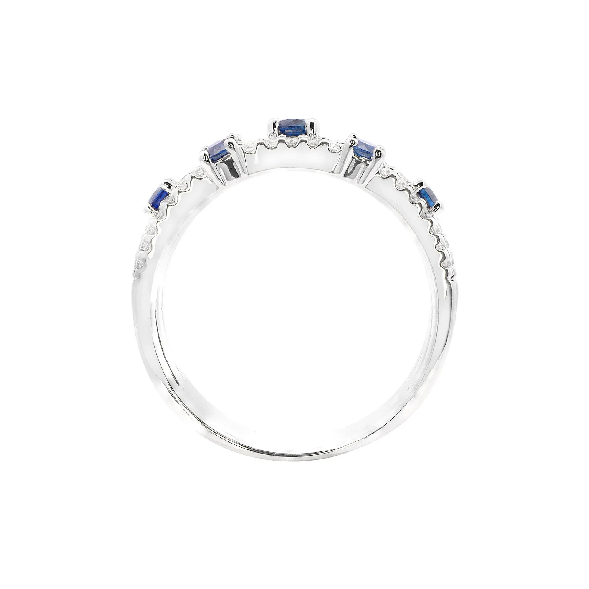 1/3 CT. Tw. Blue Sapphire & Diamond Three-Layer Ring 10K White Gold Size 7 1mm - Image 2