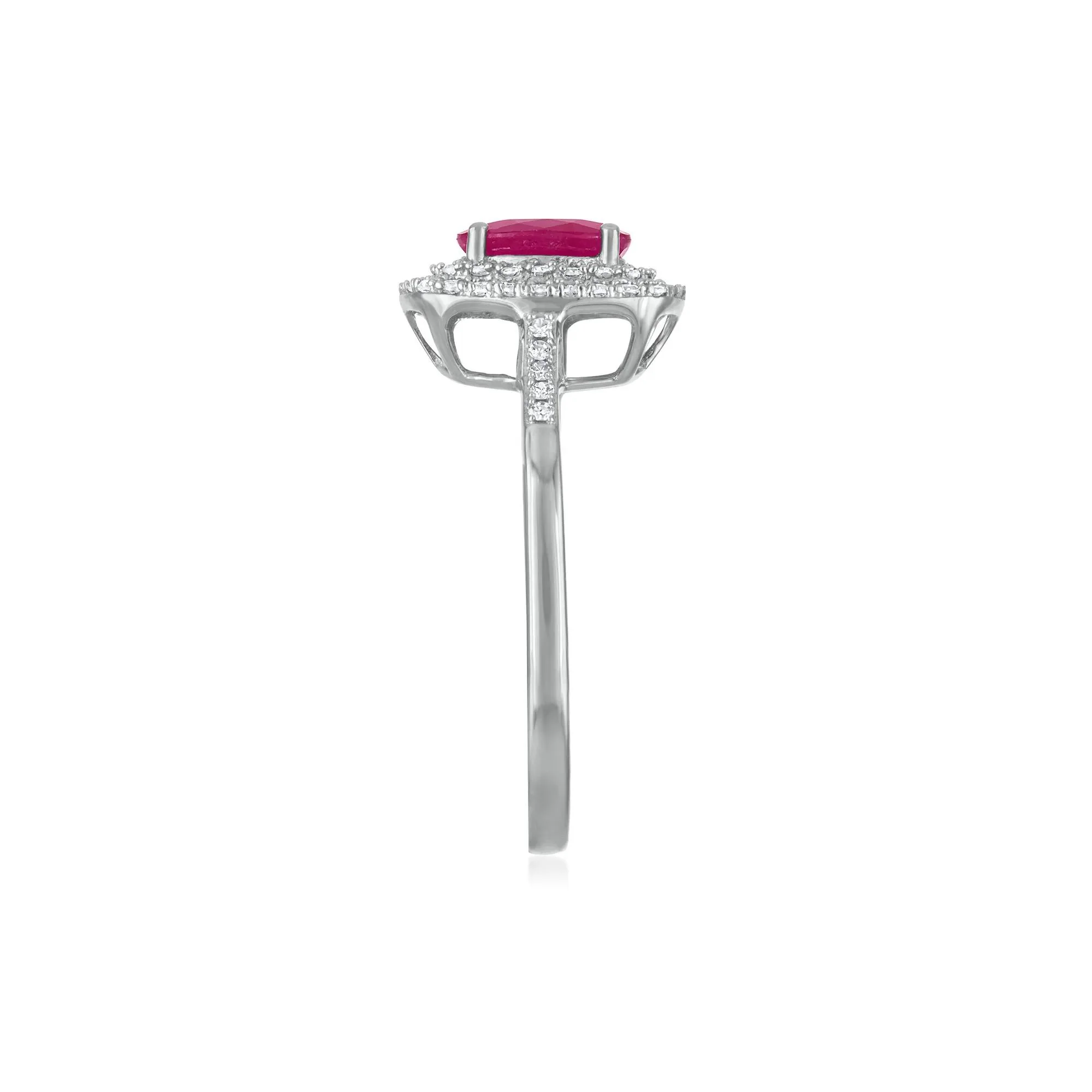 1/3 CT. Tw. Oval Ruby Halo Ring 10K White Gold Size 9 1.5mm - Image 2