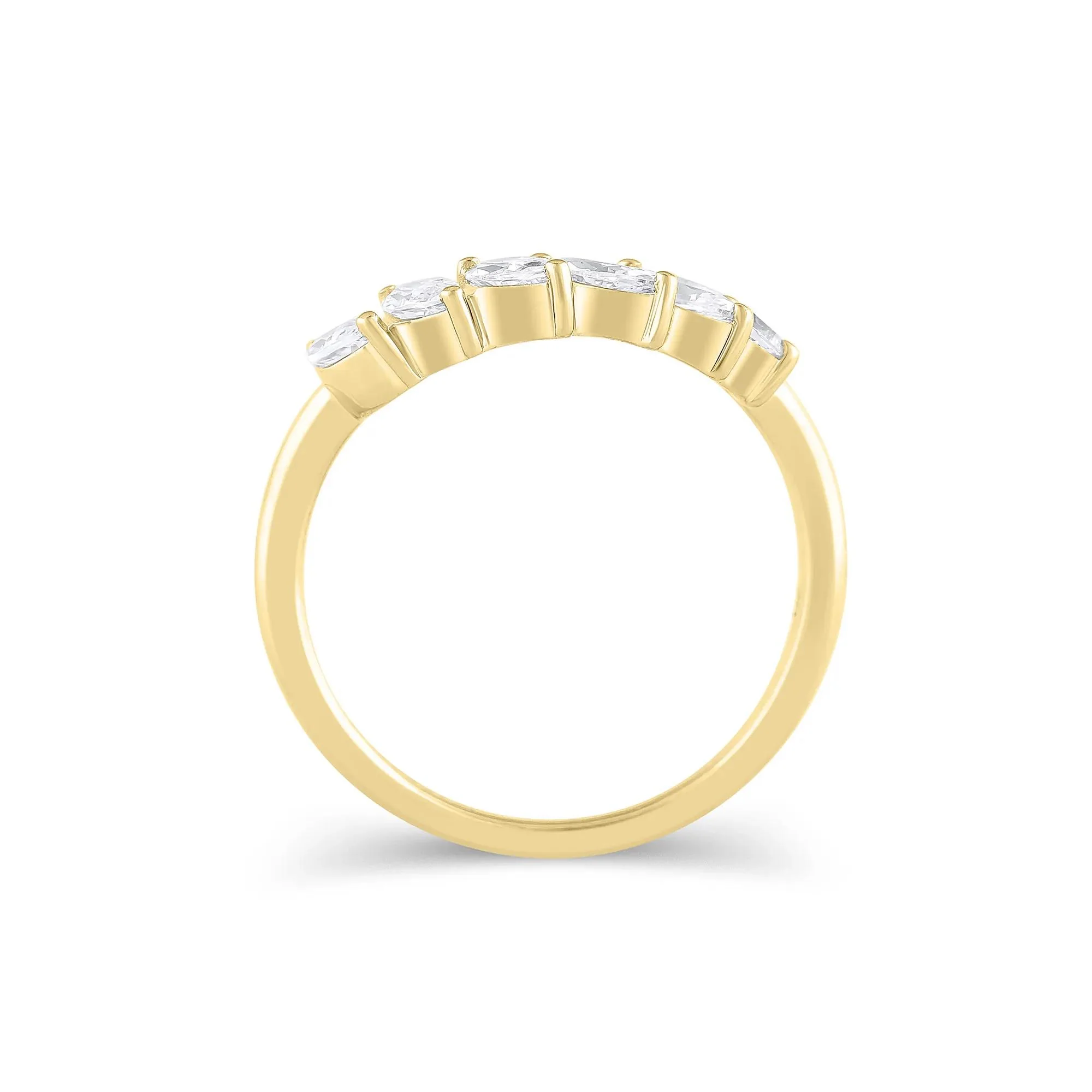 3/4 CT. Tw. Lab Grown Diamond Marquise-Cut Contour Band Ring 14K Yellow Gold Round Brilliant Cut Size 7 9mm - Image 2