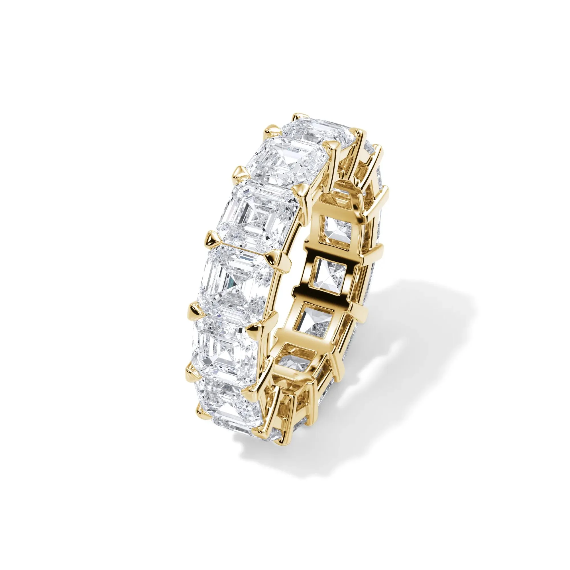 10 1/2 CT. Tw. Lab Grown Diamond Asscher-Cut Eternity Band Ring 18K Yellow Gold Size 4.5 3mm - Image 4