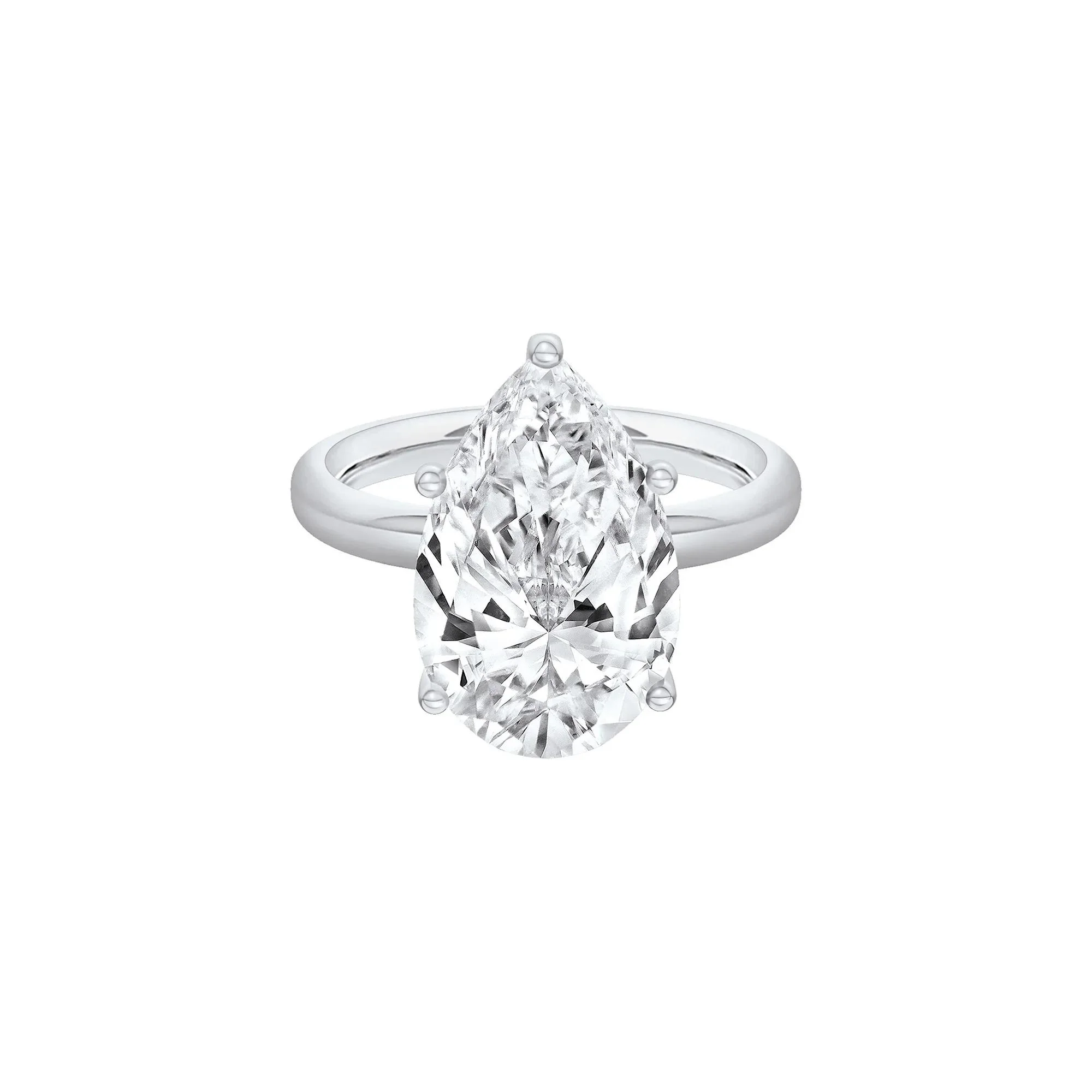 Lab Grown Diamond Pear-Shaped Solitaire Engagement Ring Platinum (6 CT.) White Size 8 2mm