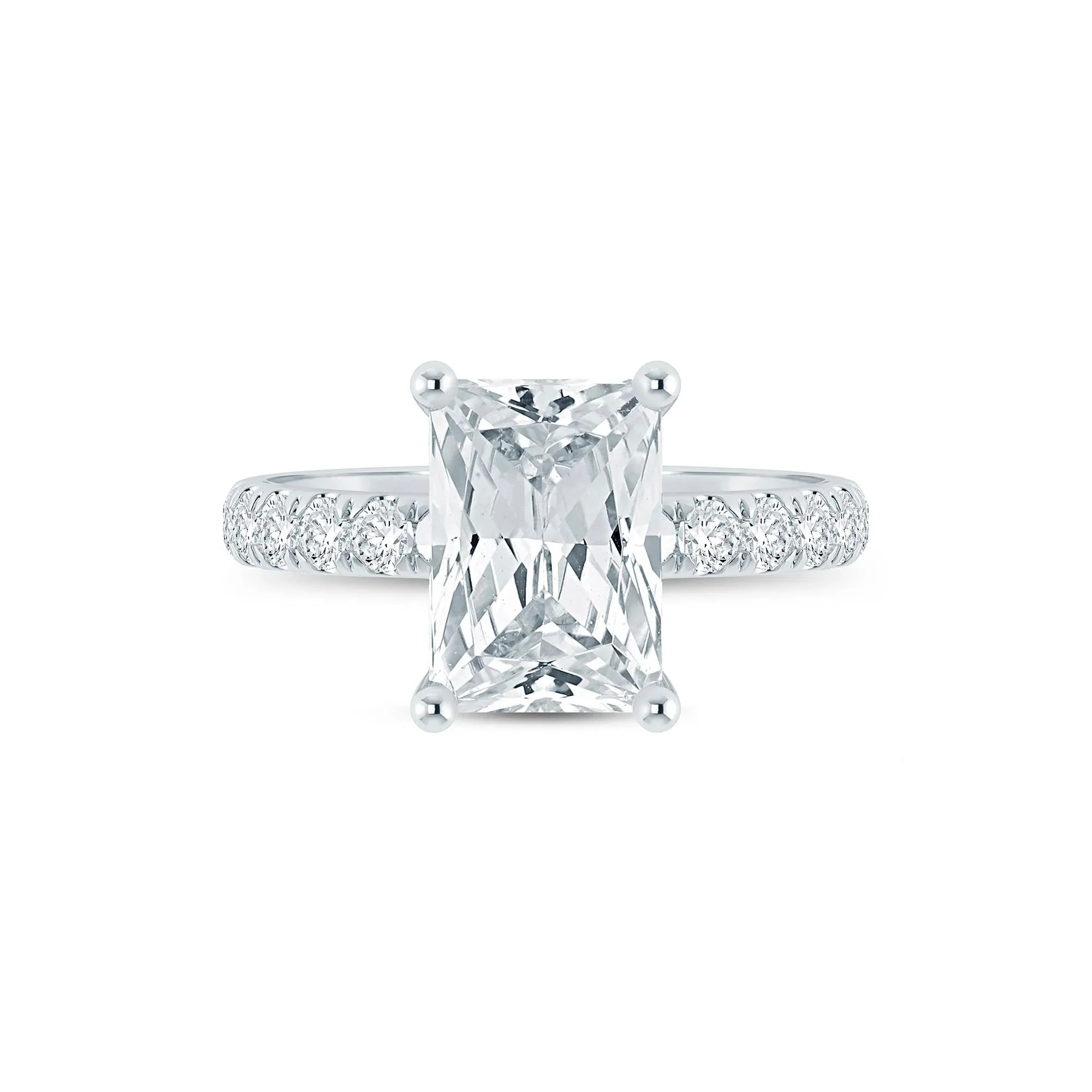 4 1/2 CT. Tw. Lab Grown Diamond Radiant-Cut Engagement Ring 14K White Gold Size 8.5 2mm