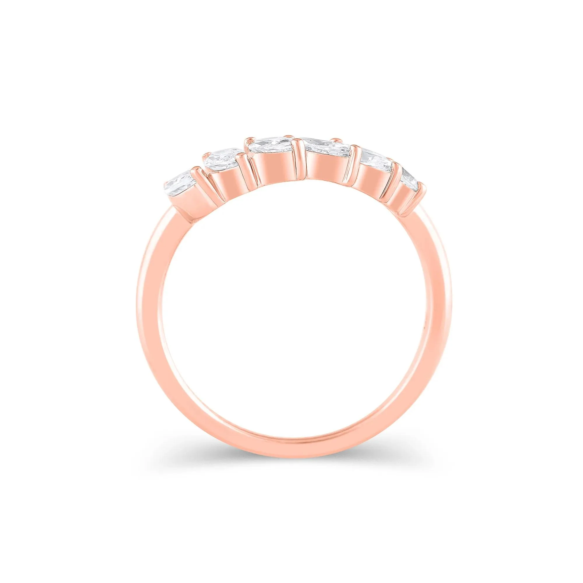 3/4 CT. Tw. Lab Grown Diamond Marquise-Cut Contour Band Ring 14K Rose Gold Round Brilliant Cut Size 8 9mm - Image 2