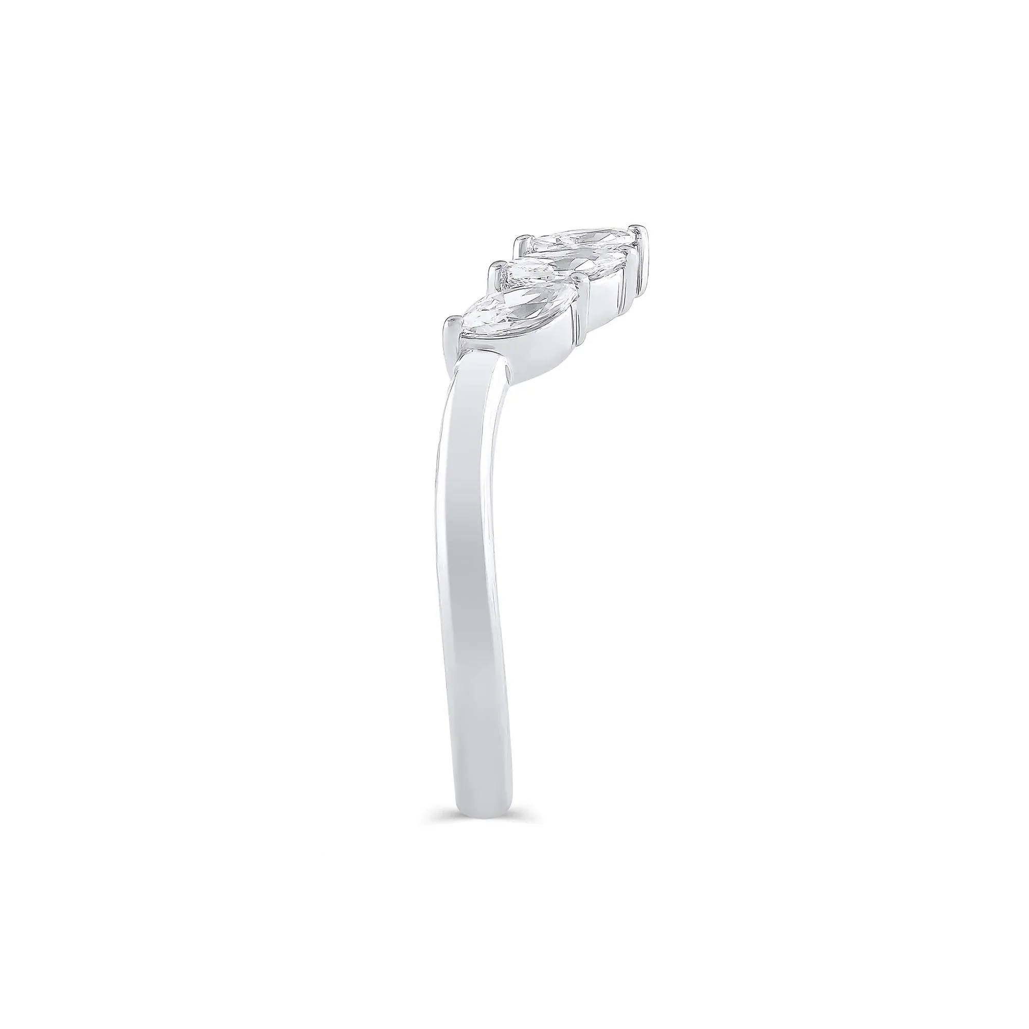 3/4 CT. Tw. Lab Grown Diamond Marquise-Cut Contour Band Ring 14K White Gold Round Brilliant Cut Size 5.5 9mm - Image 3