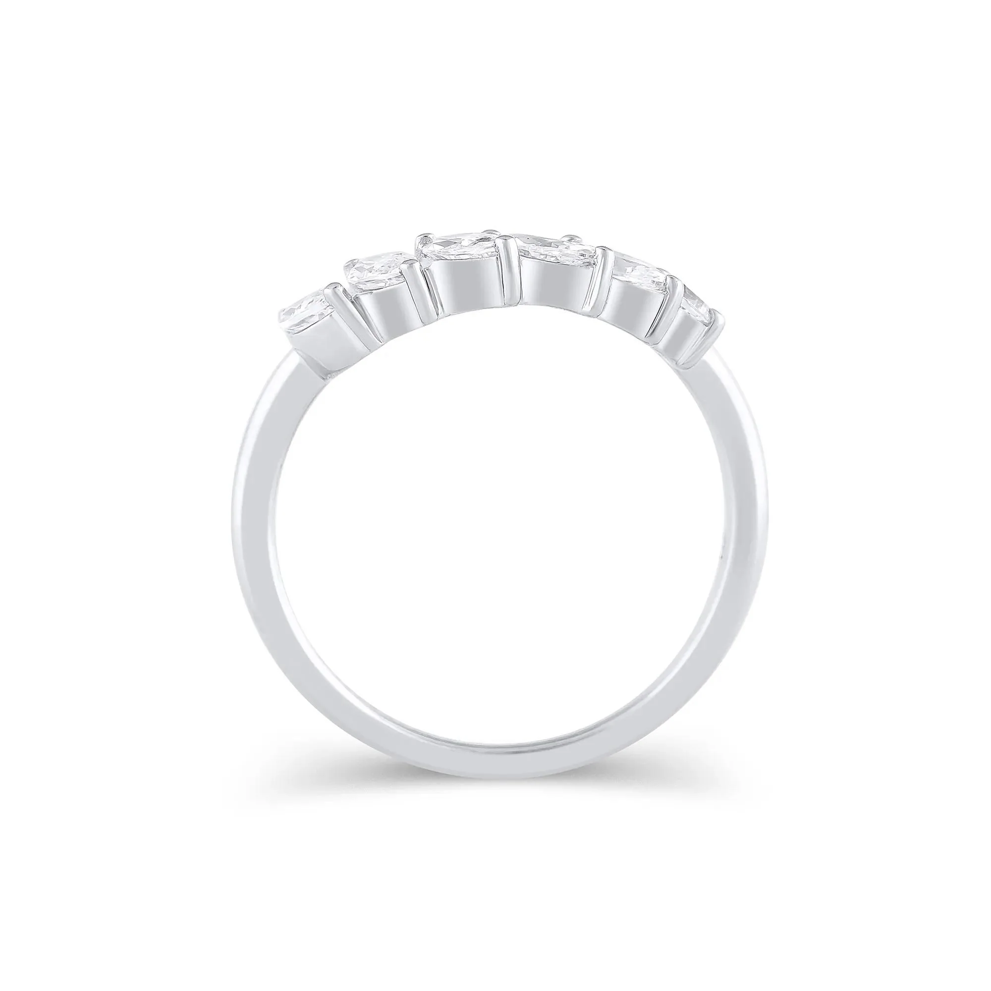 3/4 CT. Tw. Lab Grown Diamond Marquise-Cut Contour Band Ring 14K White Gold Round Brilliant Cut Size 8 9mm - Image 2