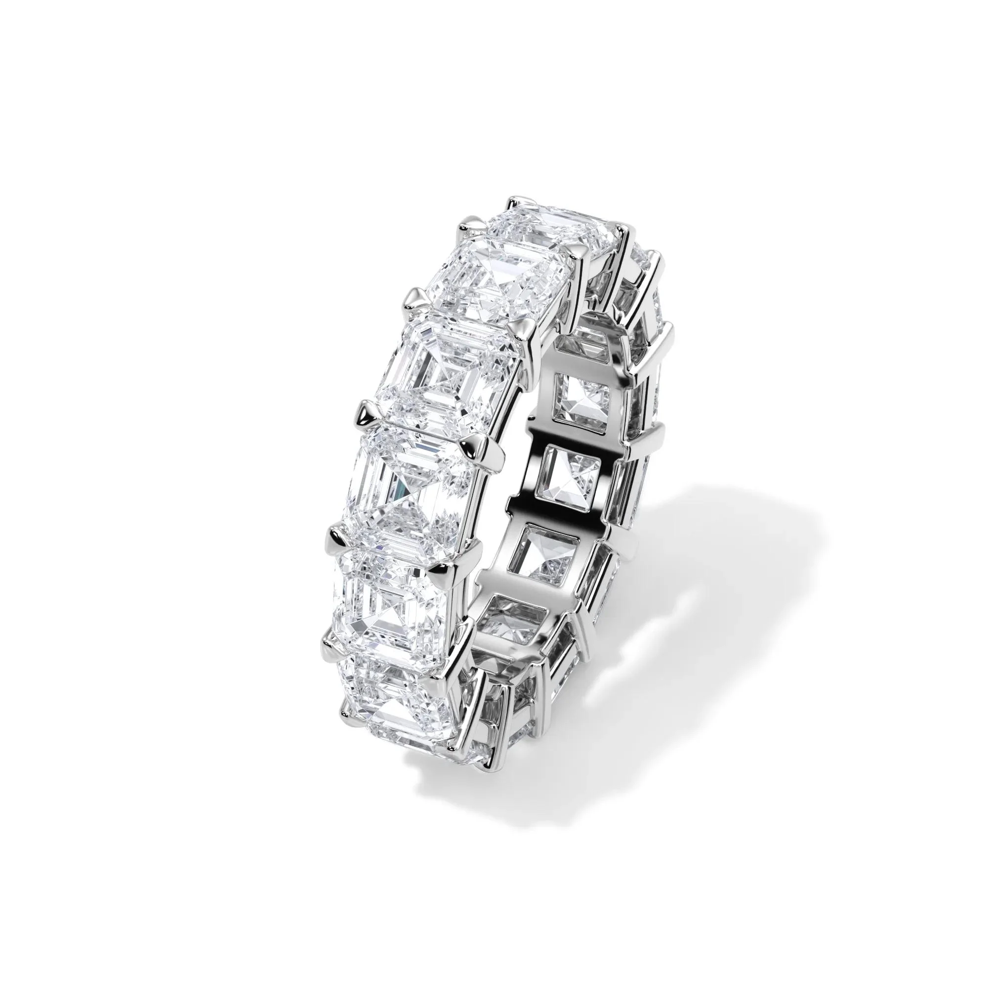 10 1/2 CT. Tw. Lab Grown Diamond Asscher-Cut Eternity Band Ring Platinum White Size 7.5 3mm - Image 4