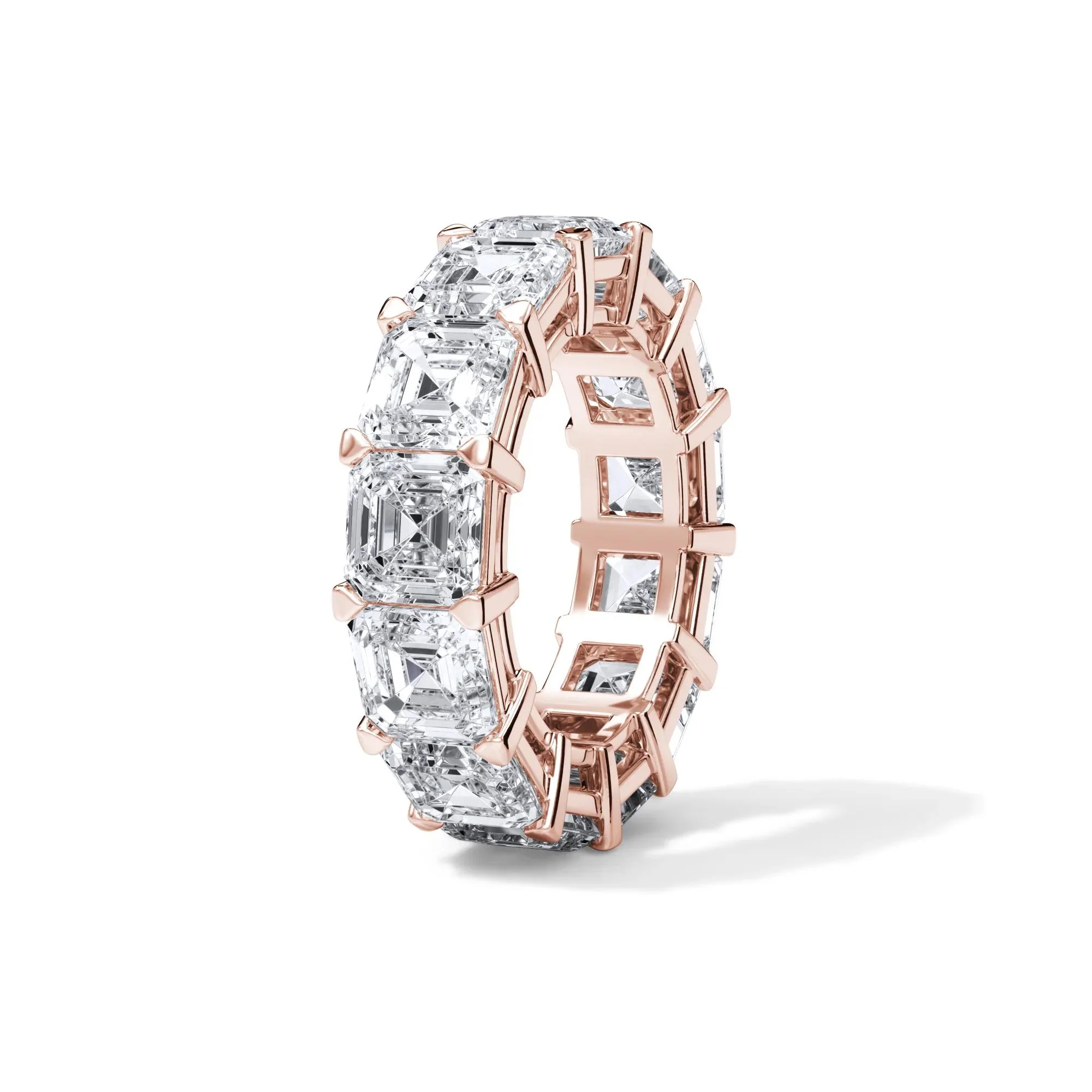 13 CT. Tw. Lab Grown Diamond Asscher-Cut Eternity Band Ring 18K Rose Gold Size 4 3mm - Image 3
